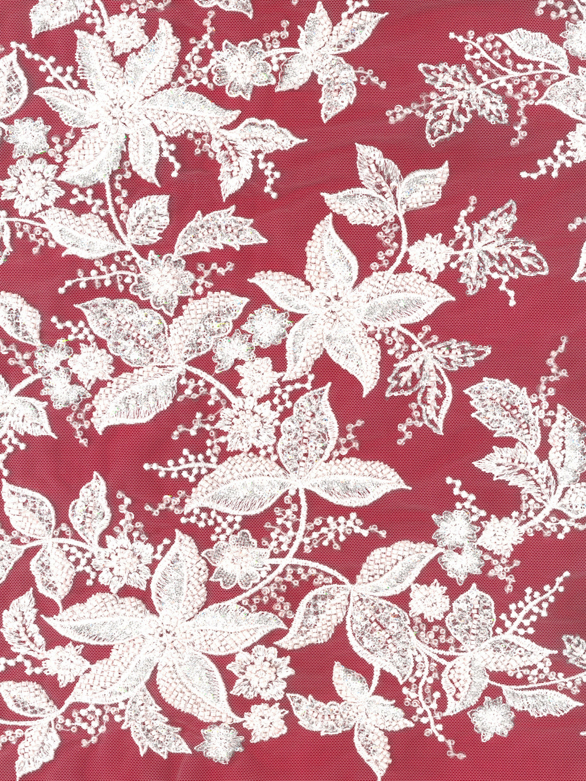 Ivory/Baby Pink Beaded Lace - EB1101