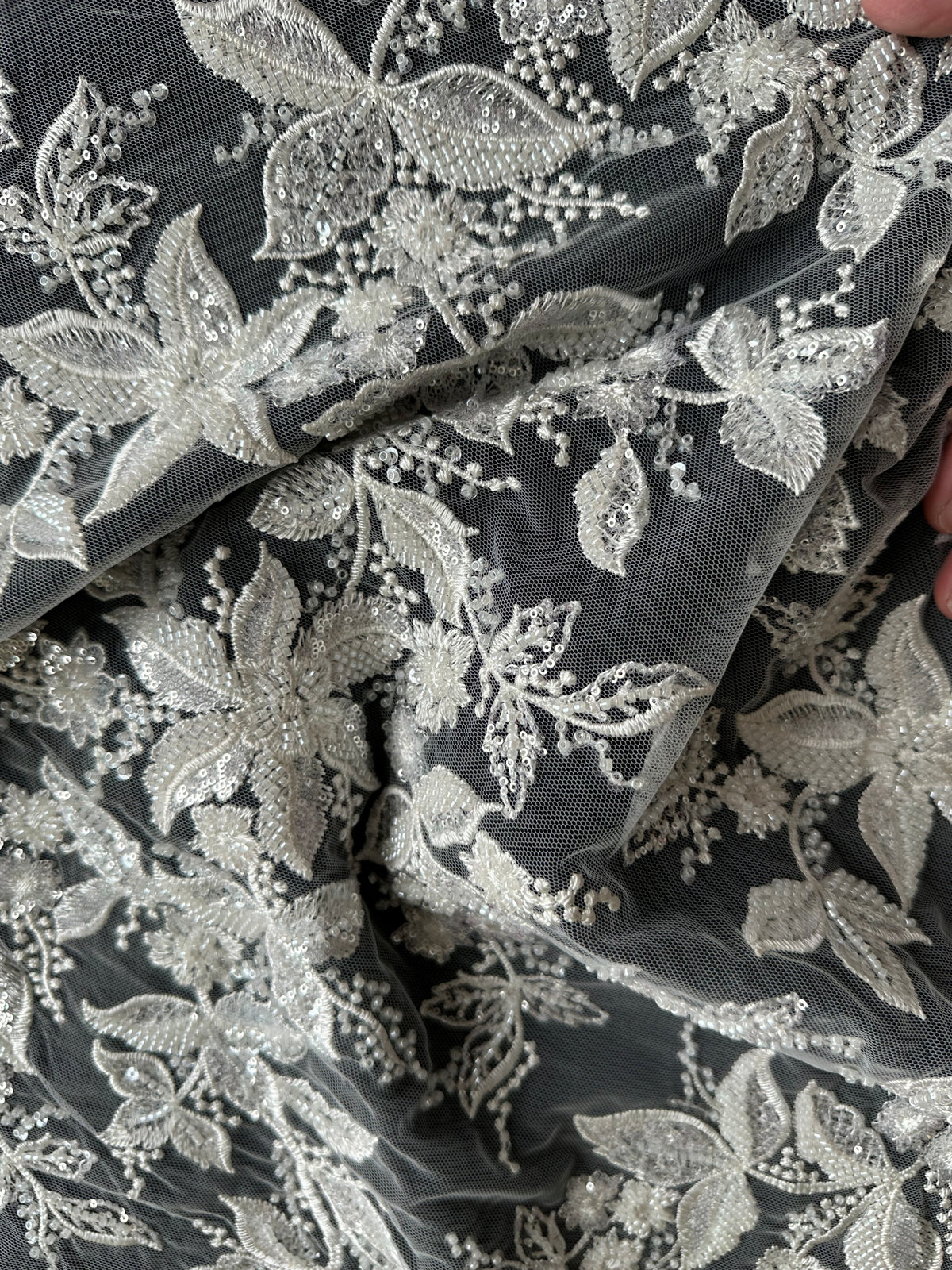 Ivory Beaded Lace - EB1101