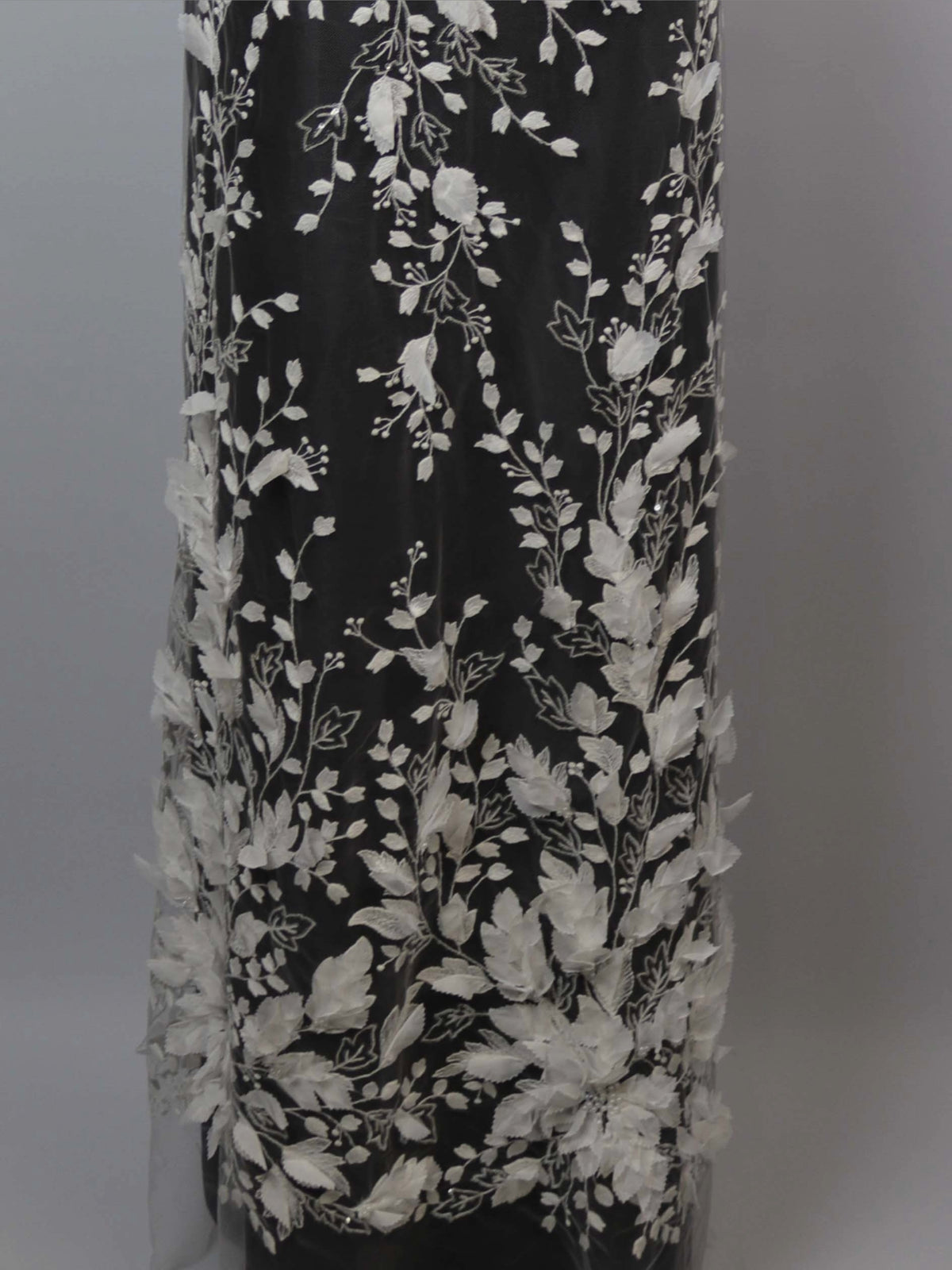 Ivory 3D Embroidered Beaded Tulle - EB1107