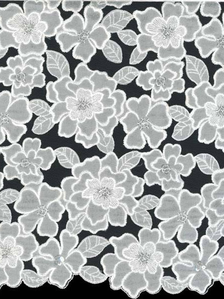 Ivory Embroidered Sequin Tulle - EB3003