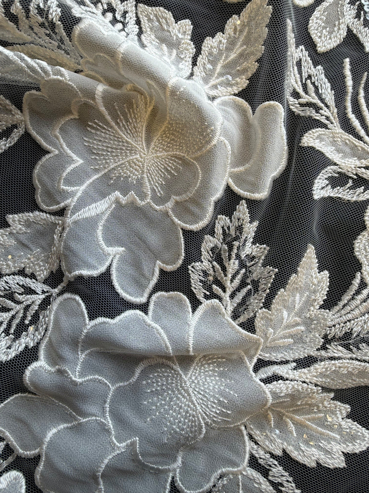 Ivory Sequin Embroidery Lace - EB3055
