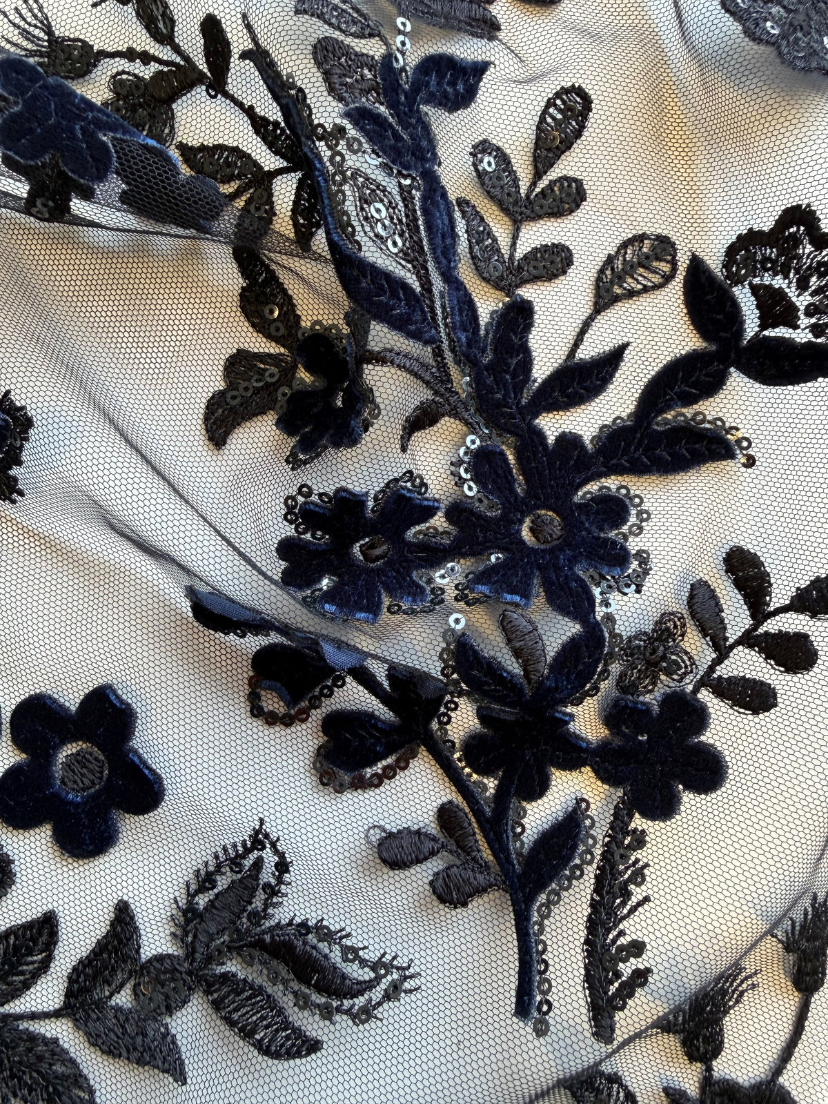 Black 3D Velvet Lace - EB3056