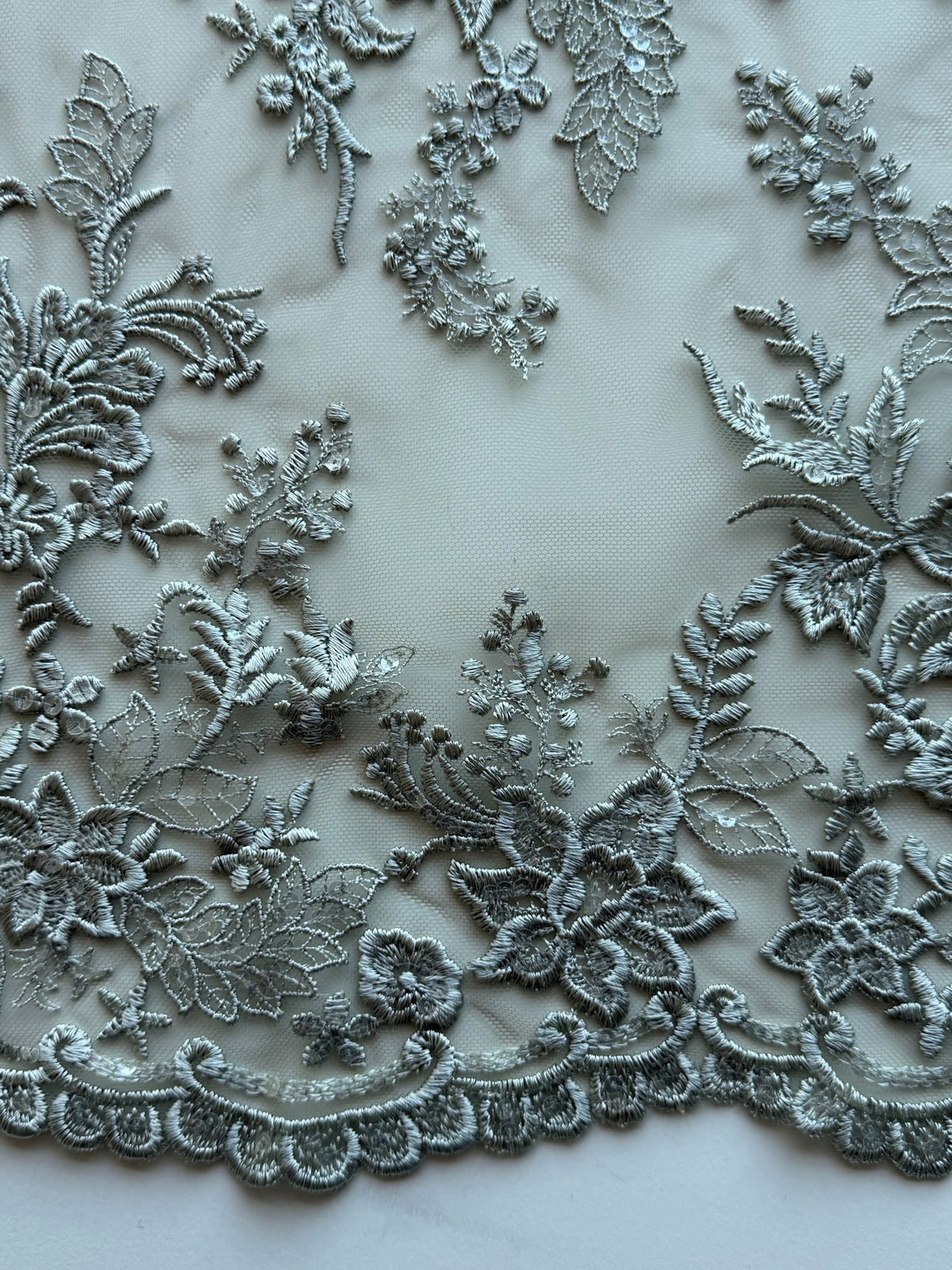 Willow Green Sequin Lace - EB3064