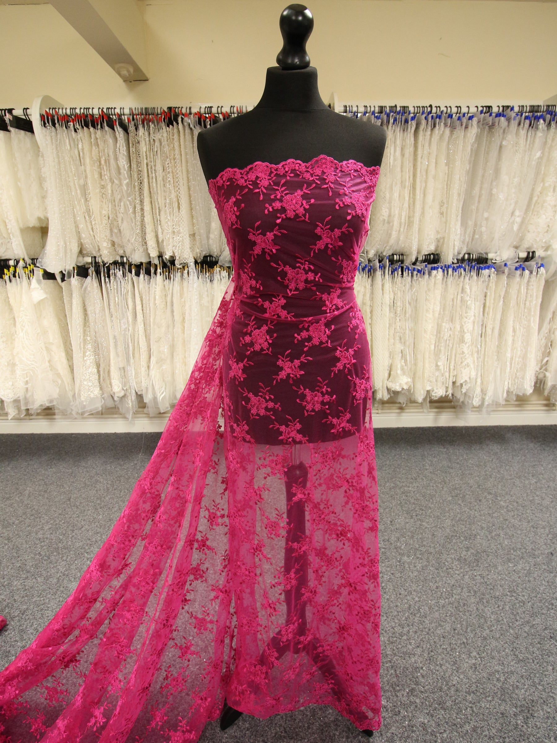 Fuchsia Corded Lace - Geraldine