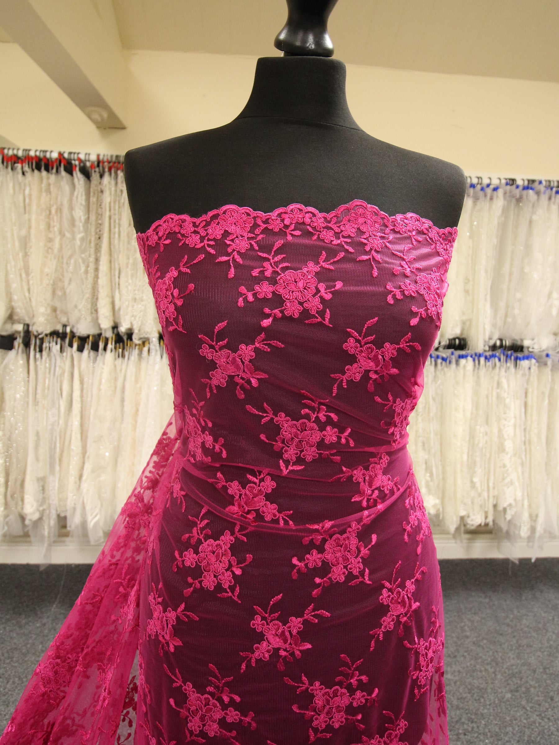 Fuchsia Corded Lace - Geraldine