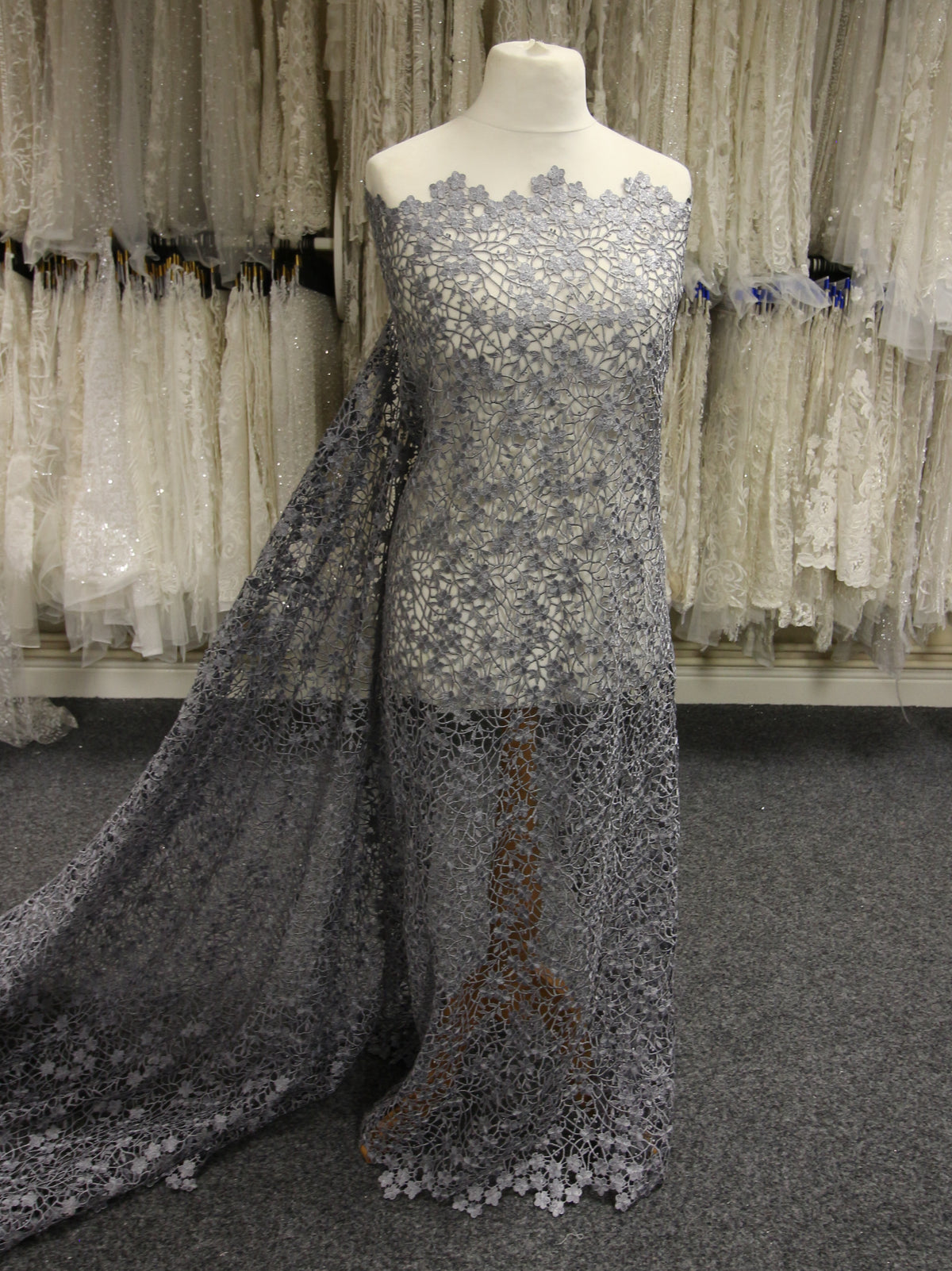 Grey Guipure Lace - Ebba