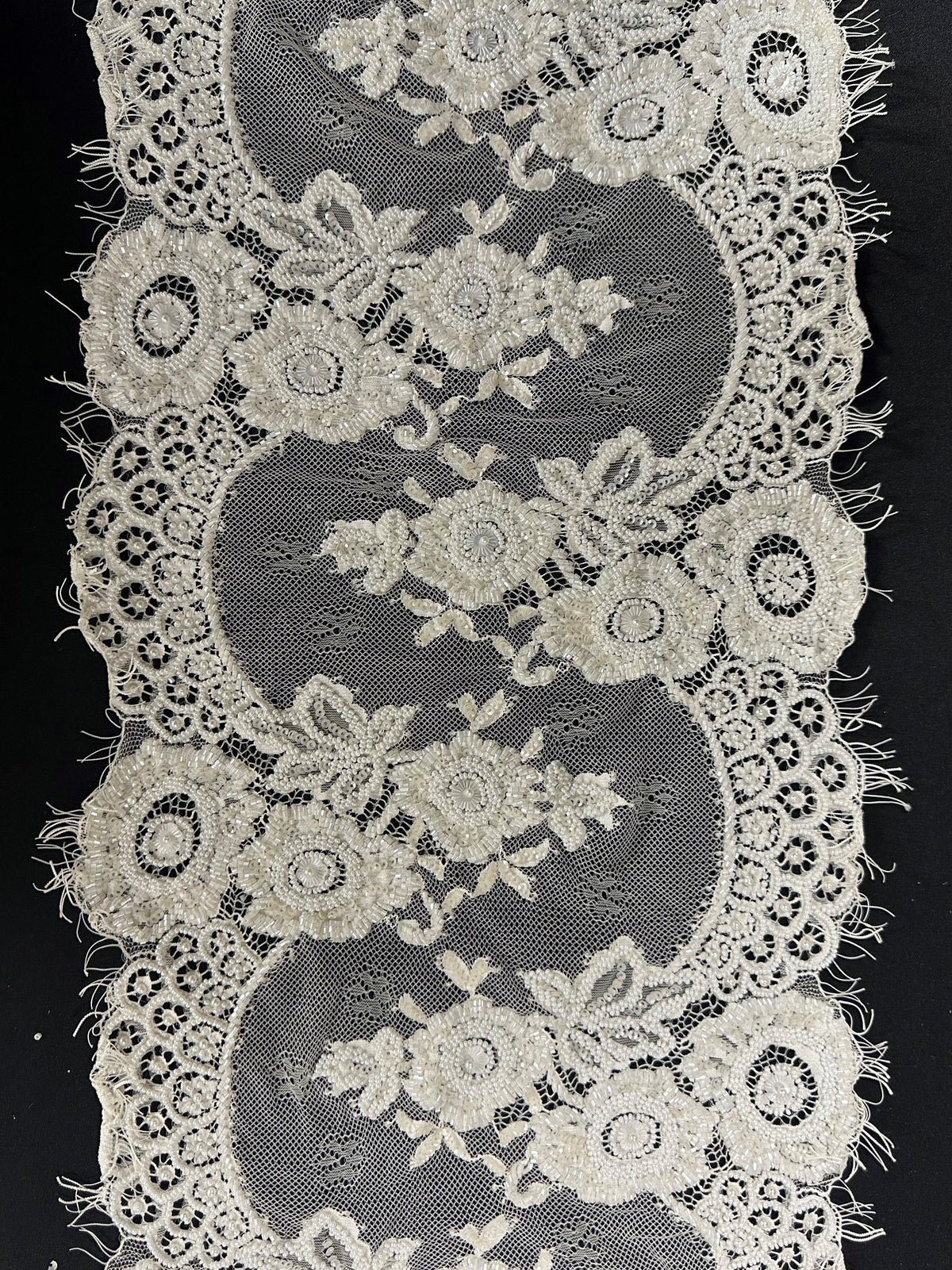 Ivory Beaded Lace Trim - Henna