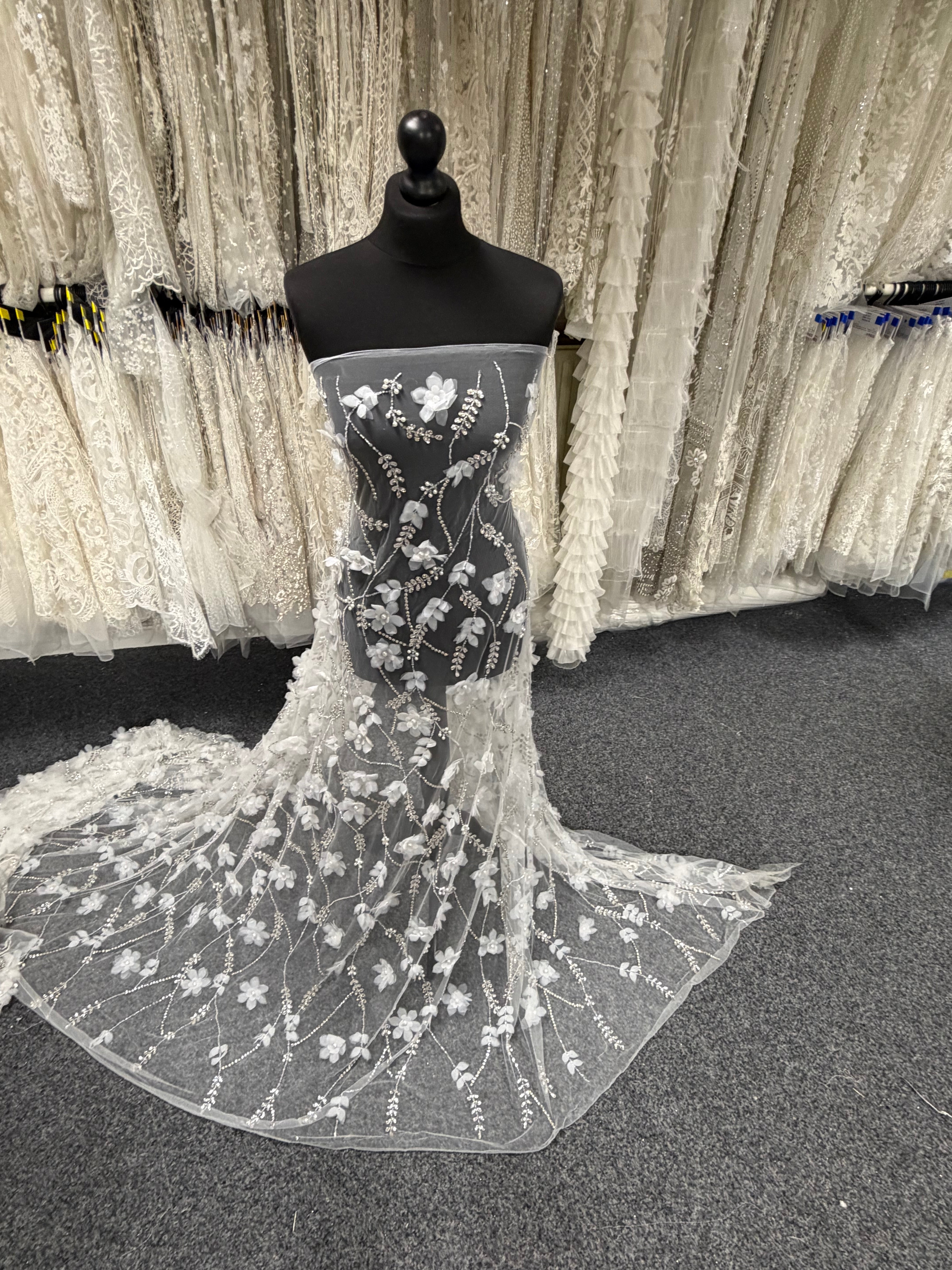 3d lace dress Ivory Natural 7 Color:07 Yellow  Print Dresses-Black Tie Linda Floral Beaded Column