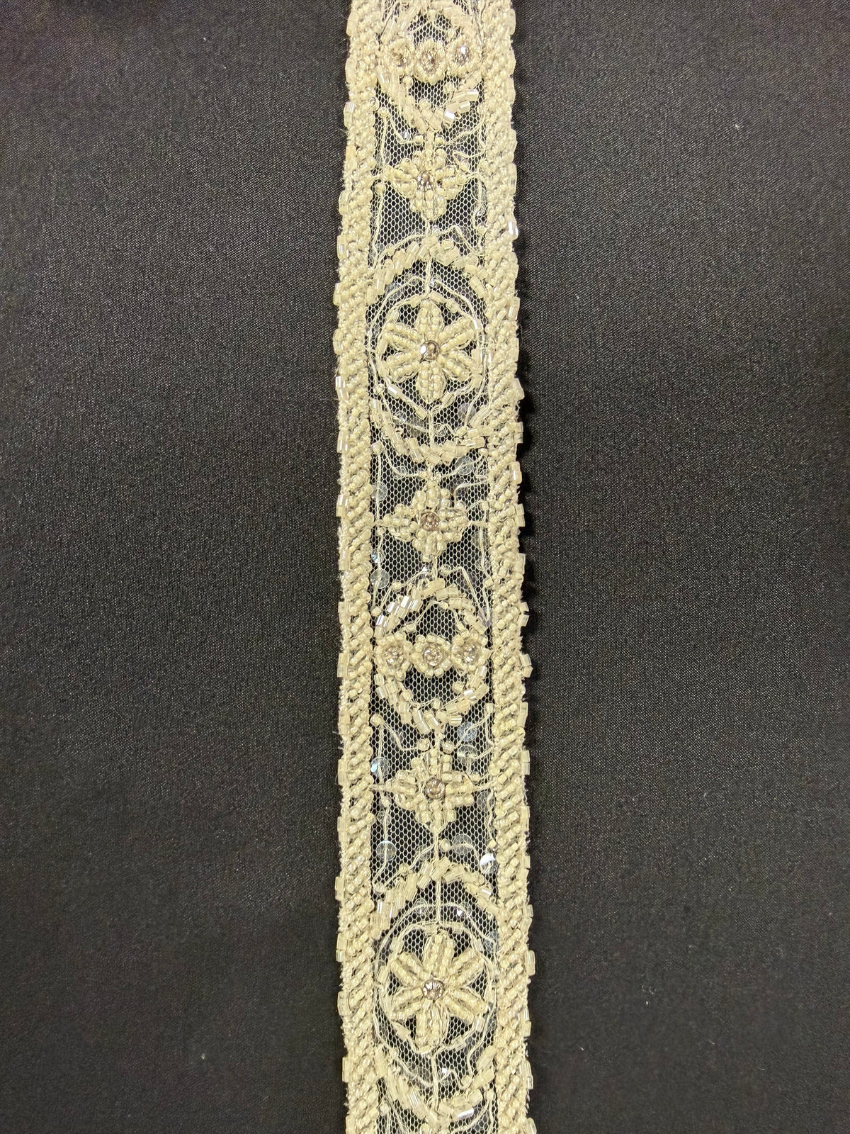Ivory Beaded Lace Trim - T132