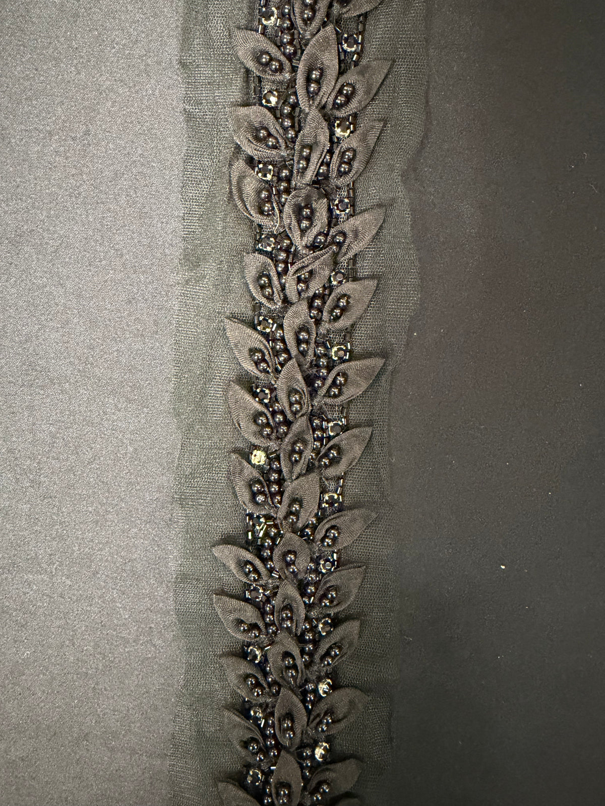 Black Crystal Beaded Edging - T802