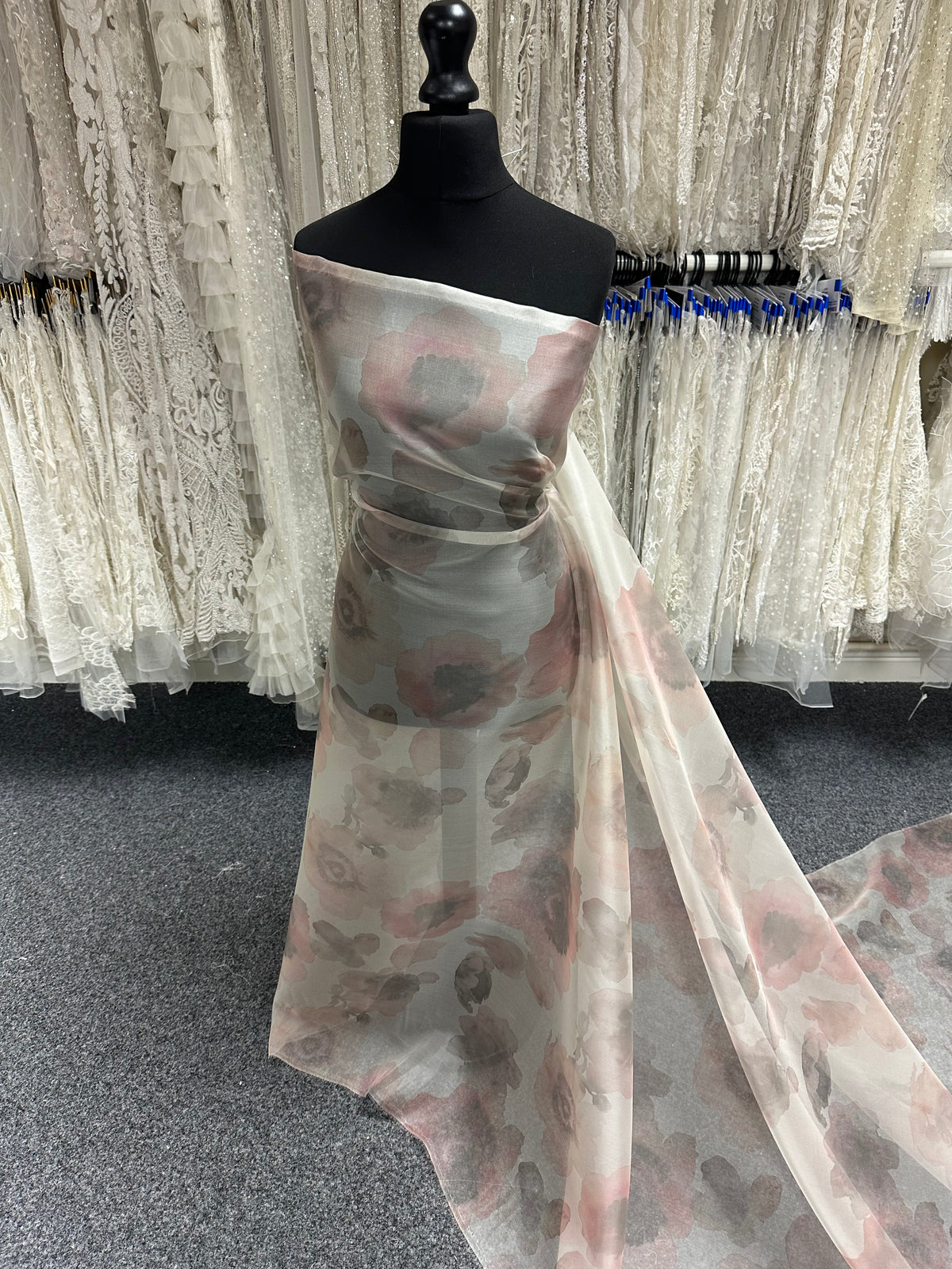 Pink Printed Silk Organza - PR2003