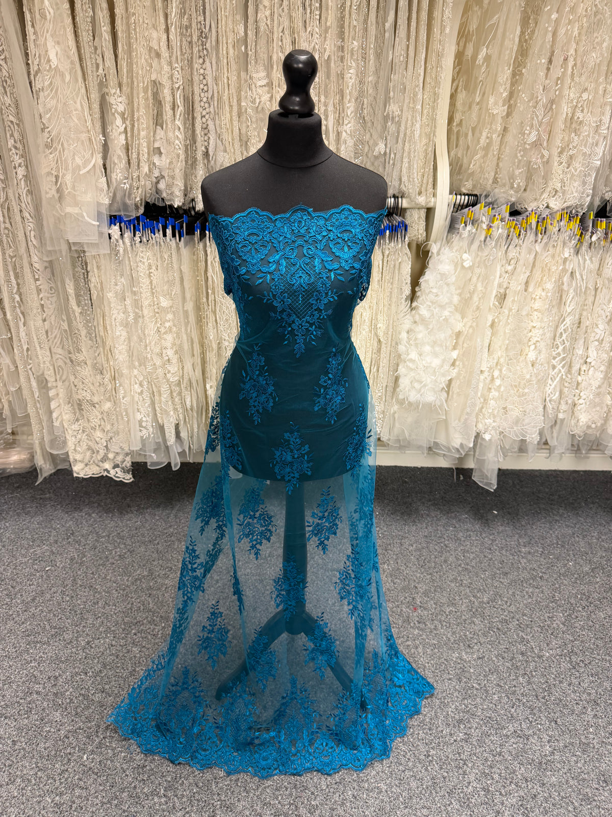 Teal Corded Lace - LA7009