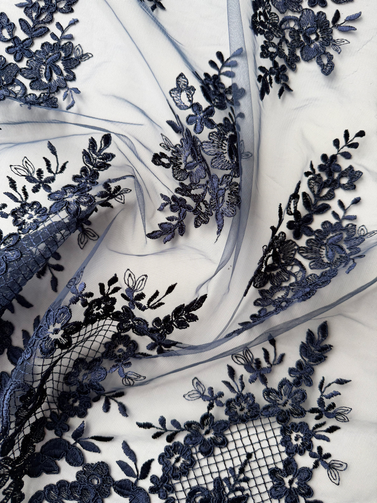 Navy Corded Lace - LA7009