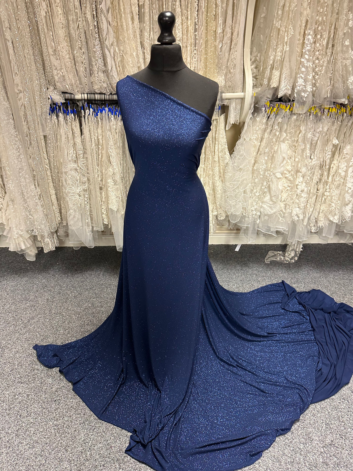 Navy Blue Glitter Jersey Fabric - Daredevil