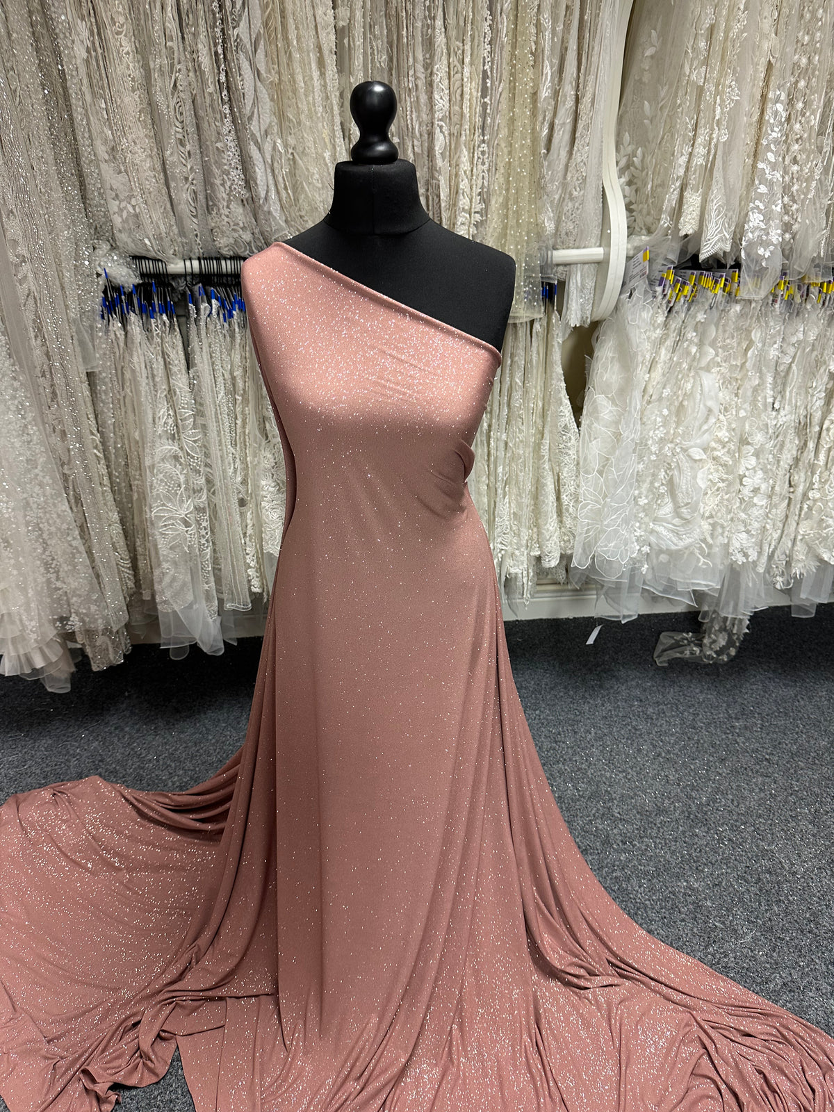 Rose Gold Glitter Jersey Fabric - Daredevil