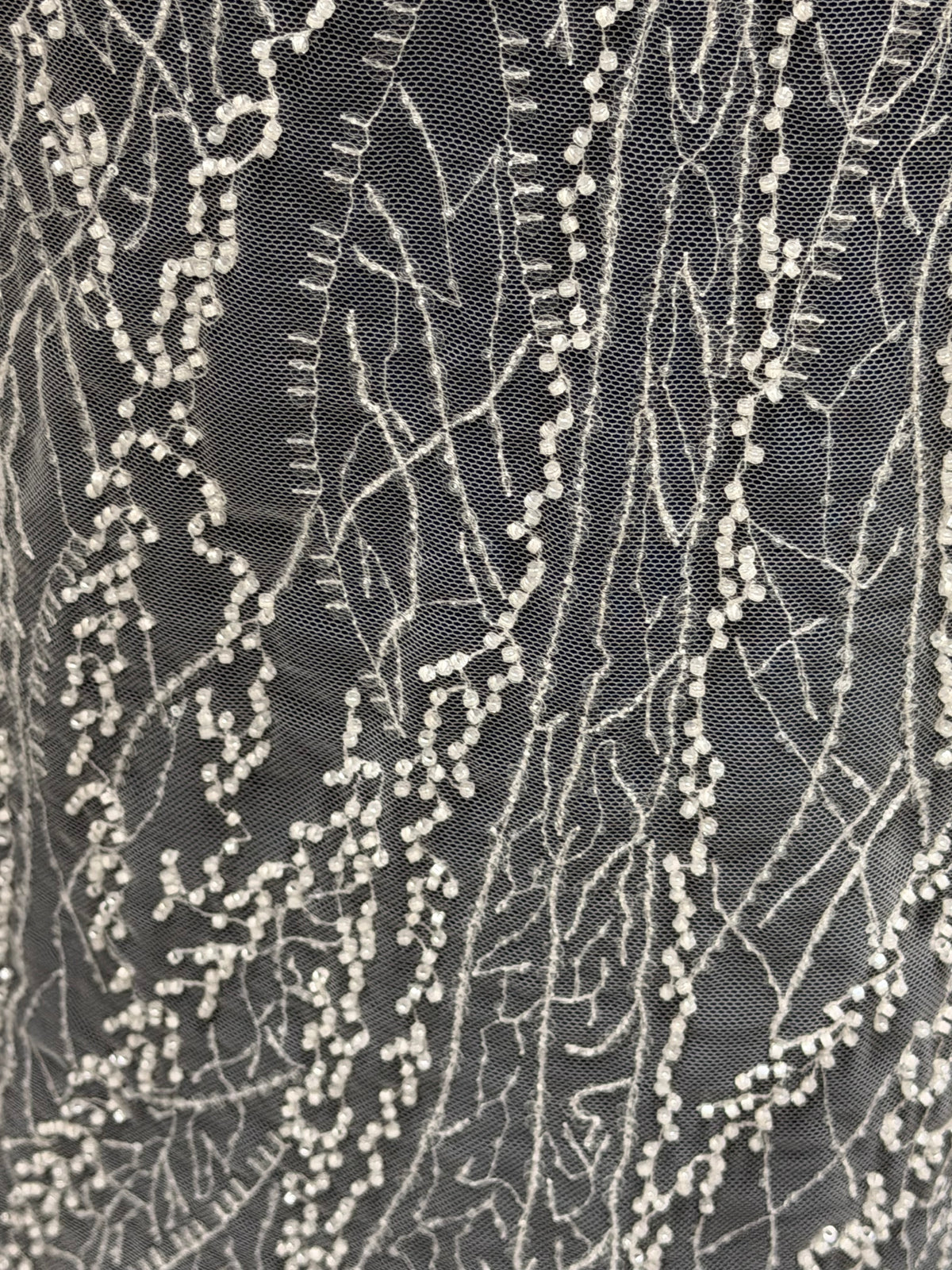 Ivory Emb Beaded Tulle - EB1065