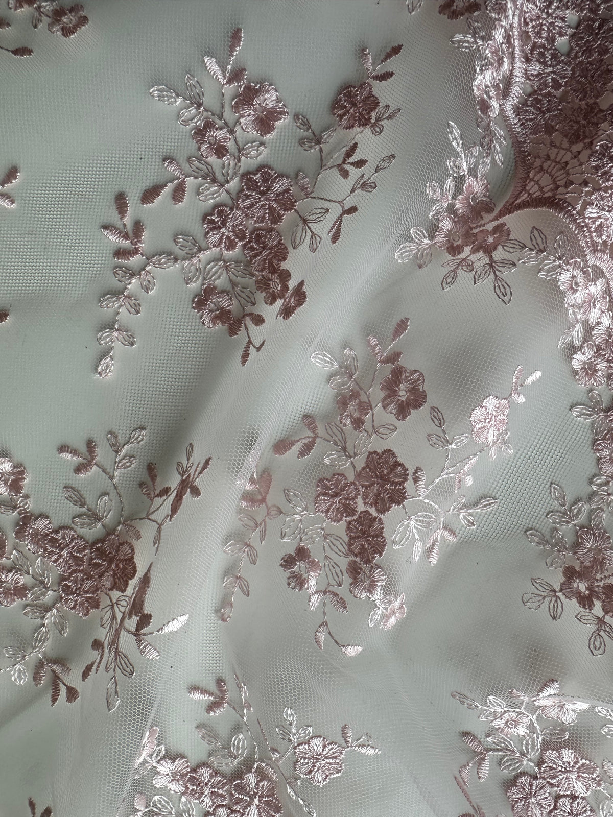 Baby Pink Embroidered Lace - Kirsty