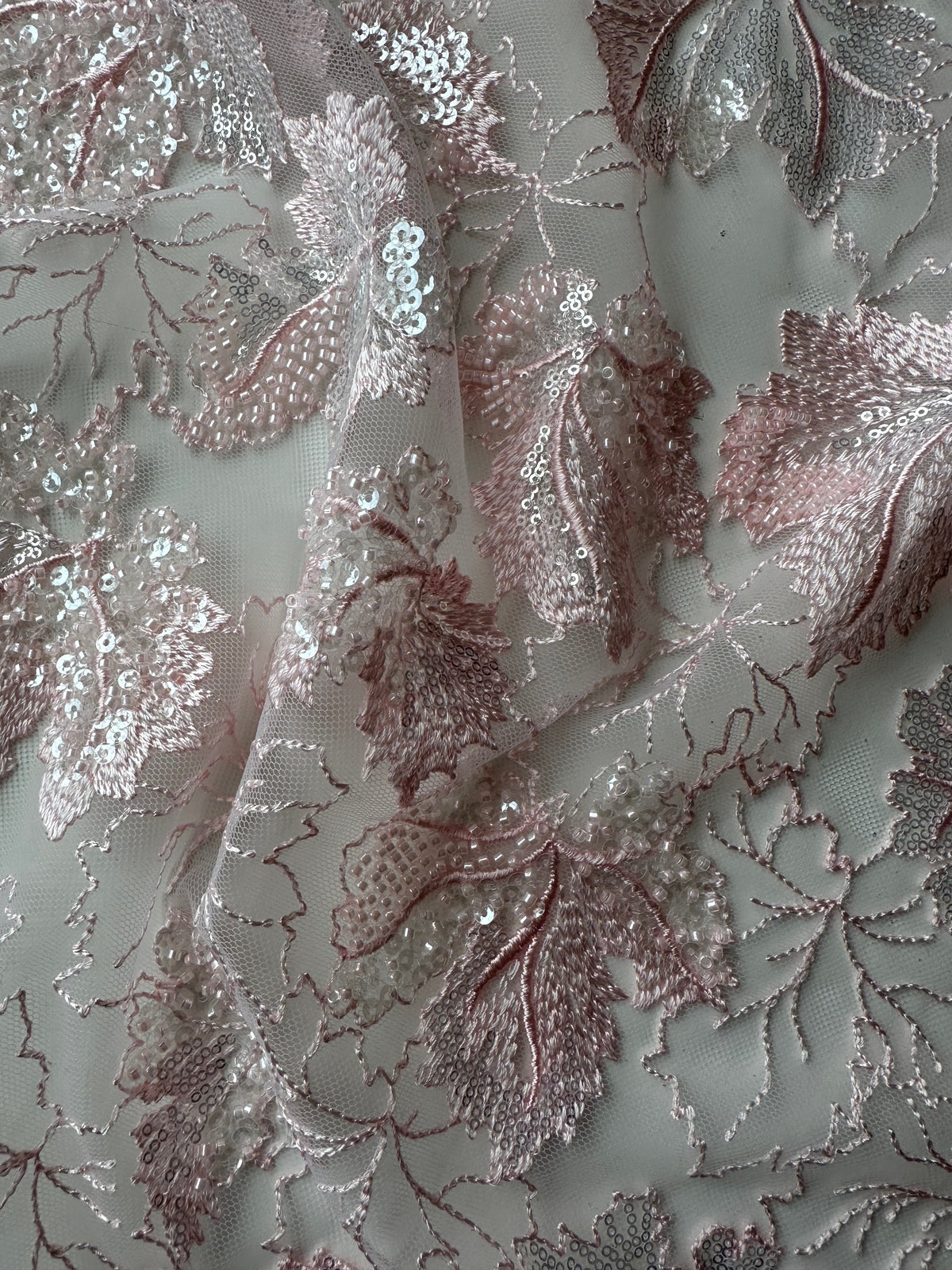 Pink Sequin Embroidered Lace - EB1102