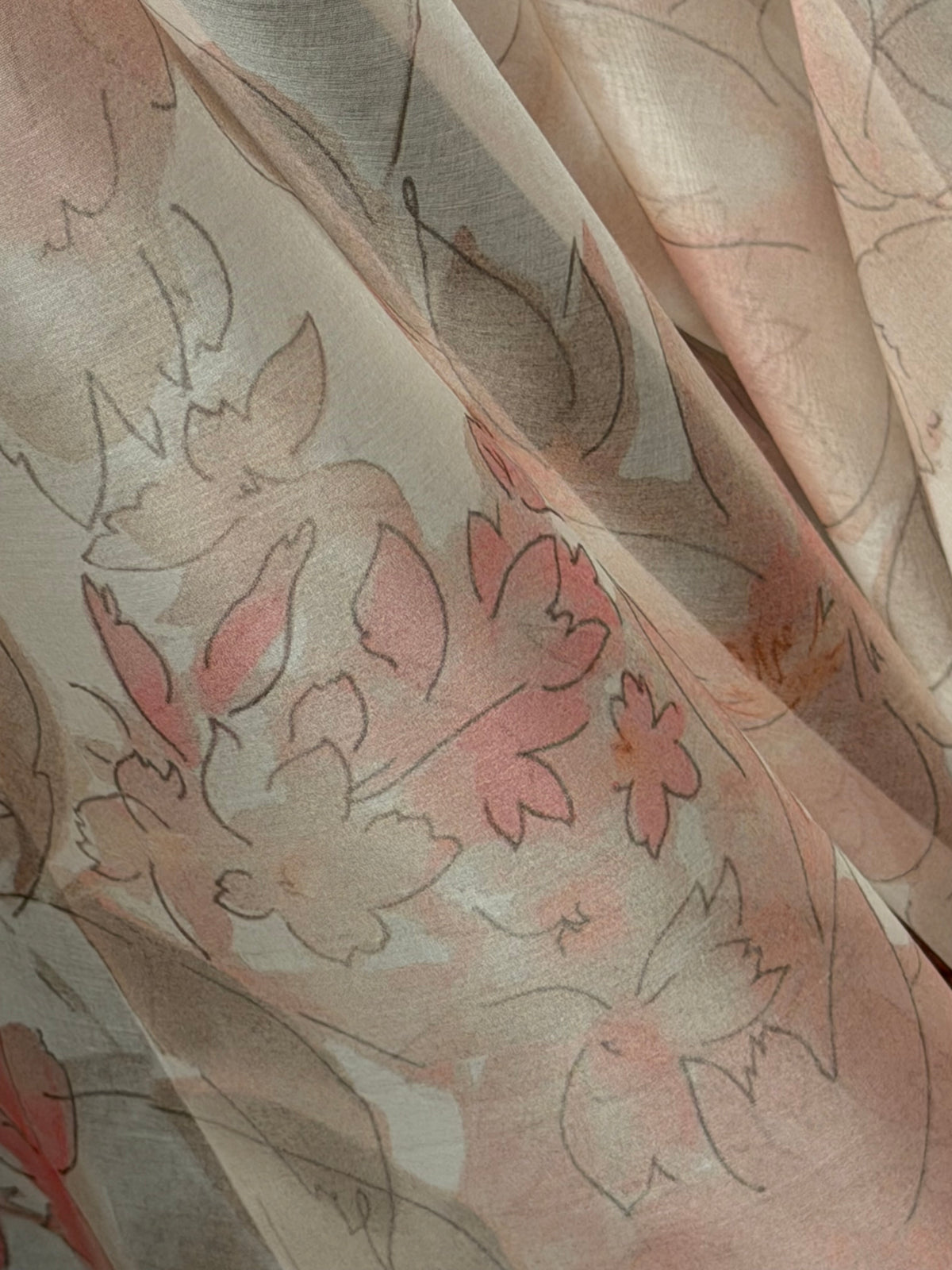 Pink Printed Silk Organza - PR2006