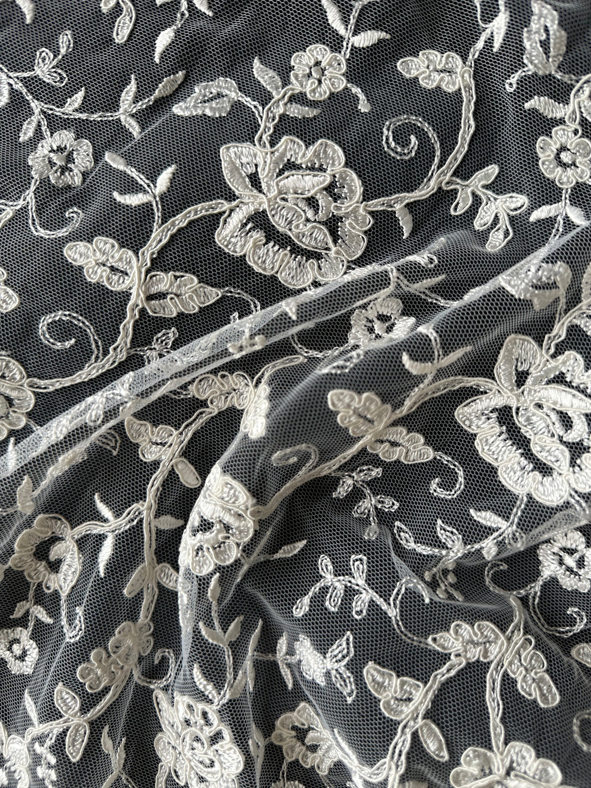 Ivory Corded Embroidery Lace - P430