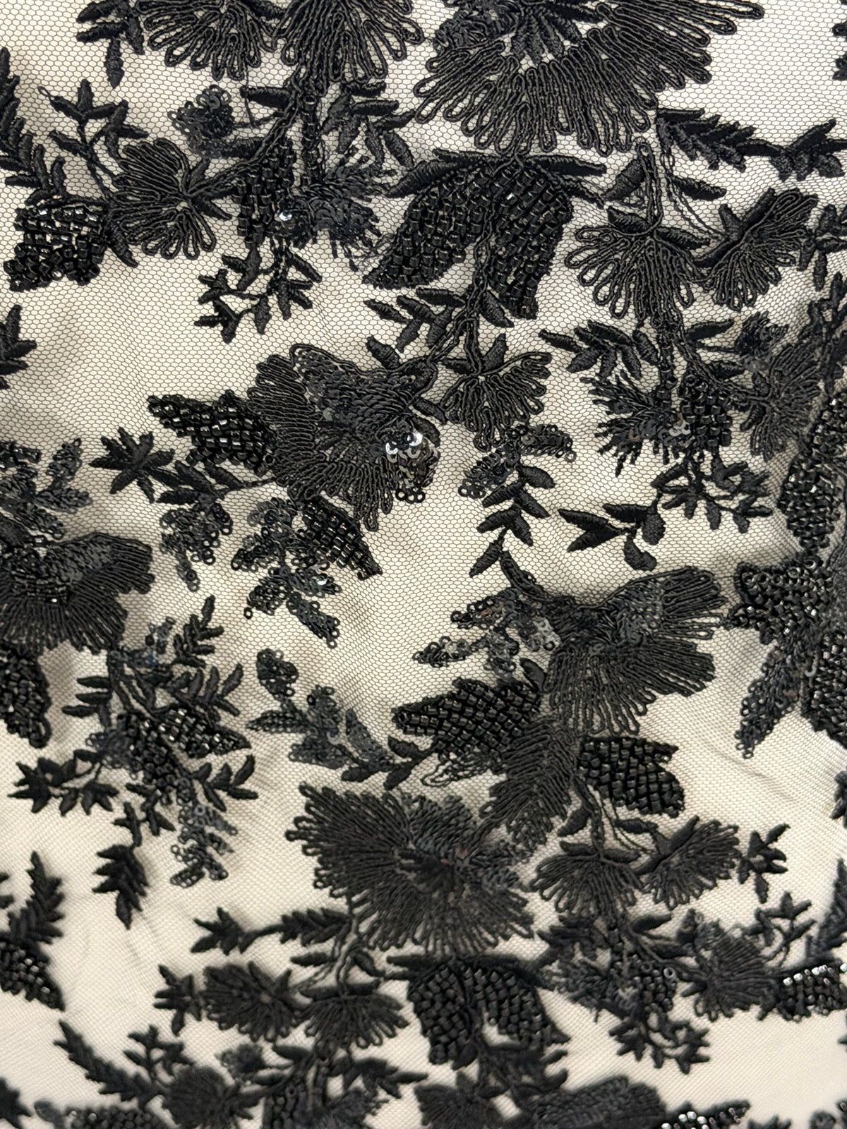 Black Emb Beaded Tulle - EB1095