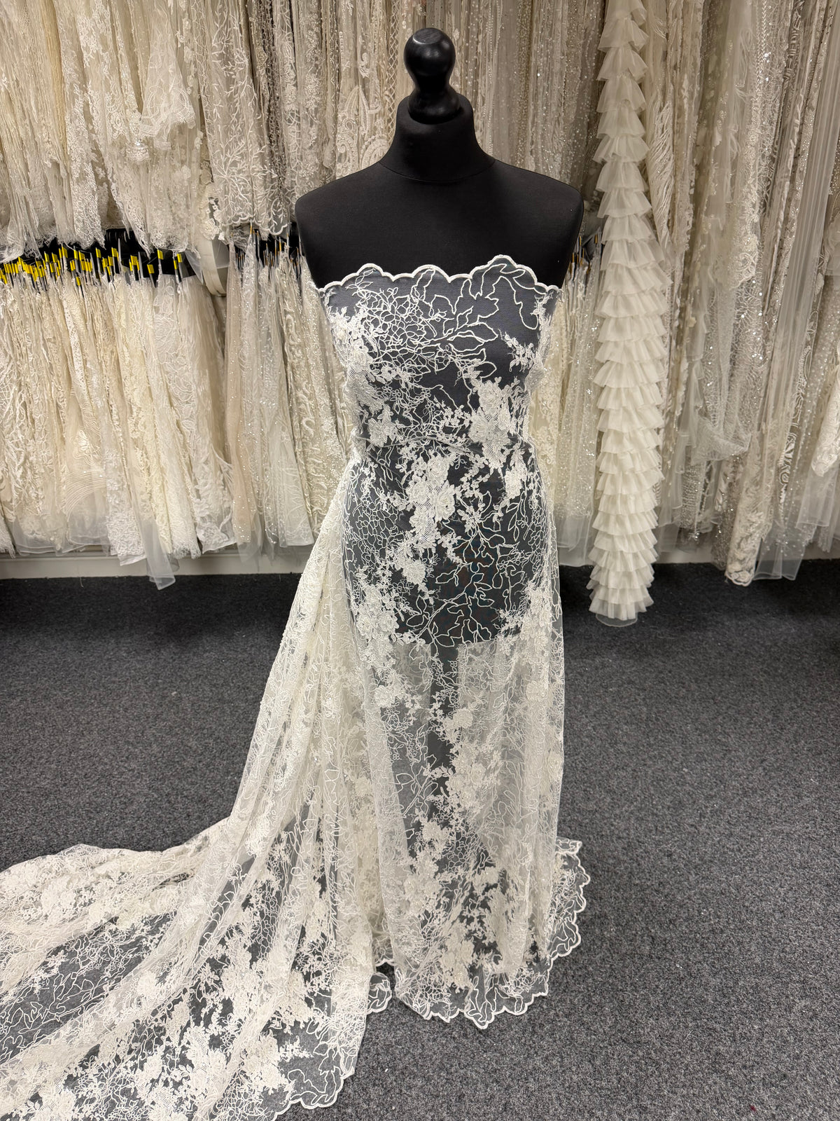 Ivory Embroidered Beaded Tulle - EB1042