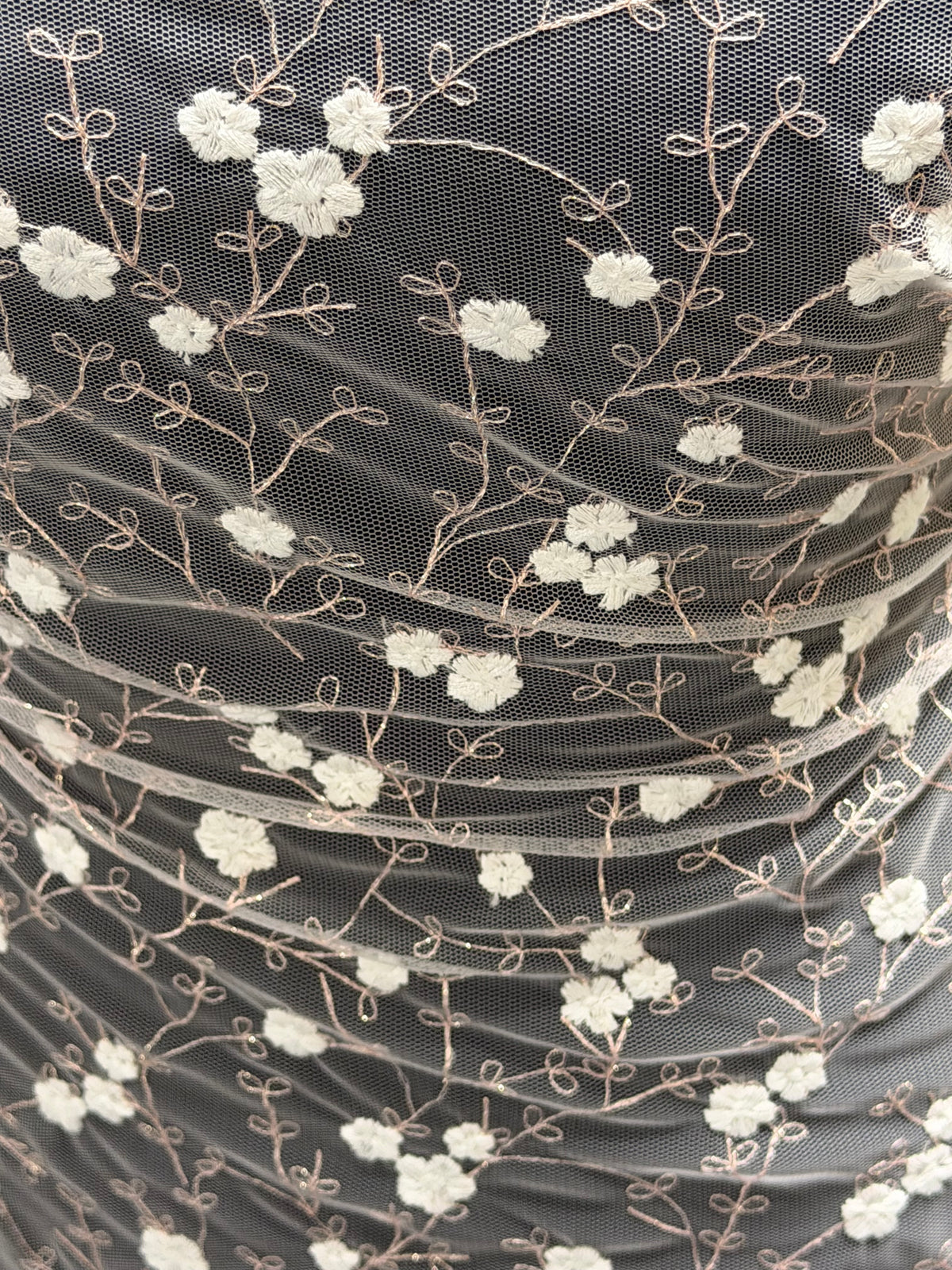 PInk Tulle with Ivory and Pink Embroidered Lace – EU5004