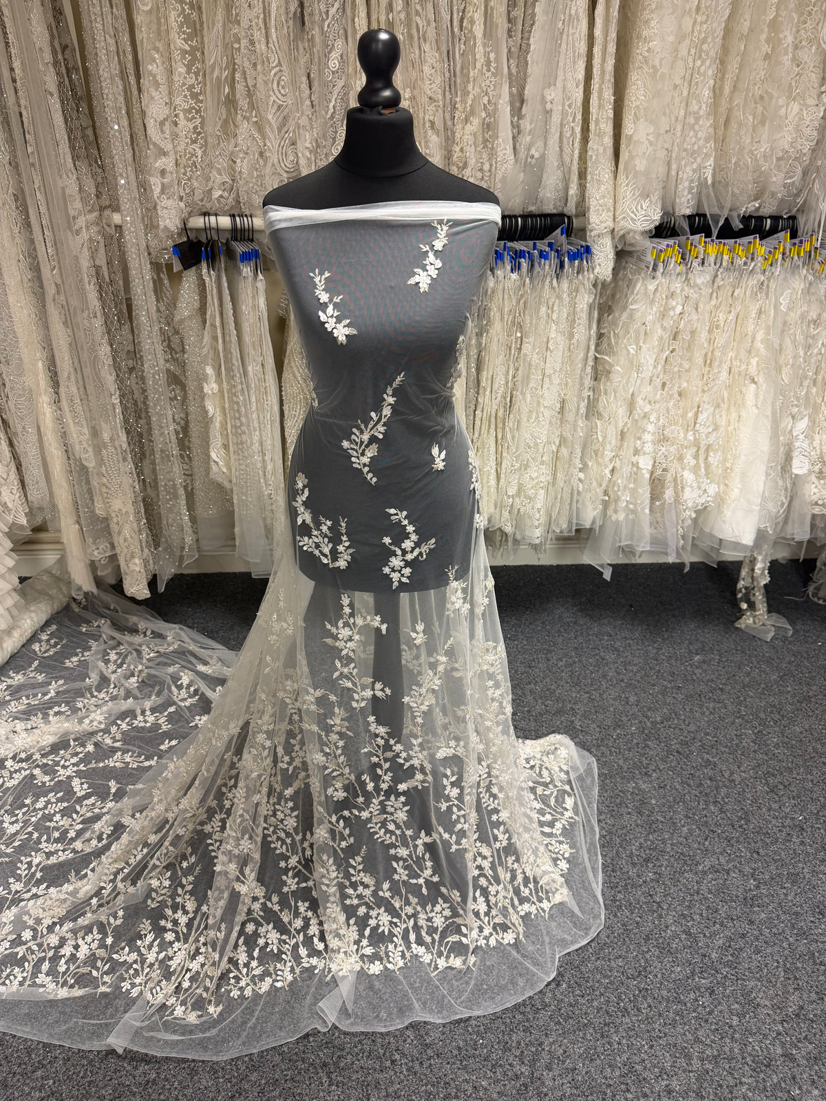 Champagne/Silver Emb Beaded Tulle - EB1073