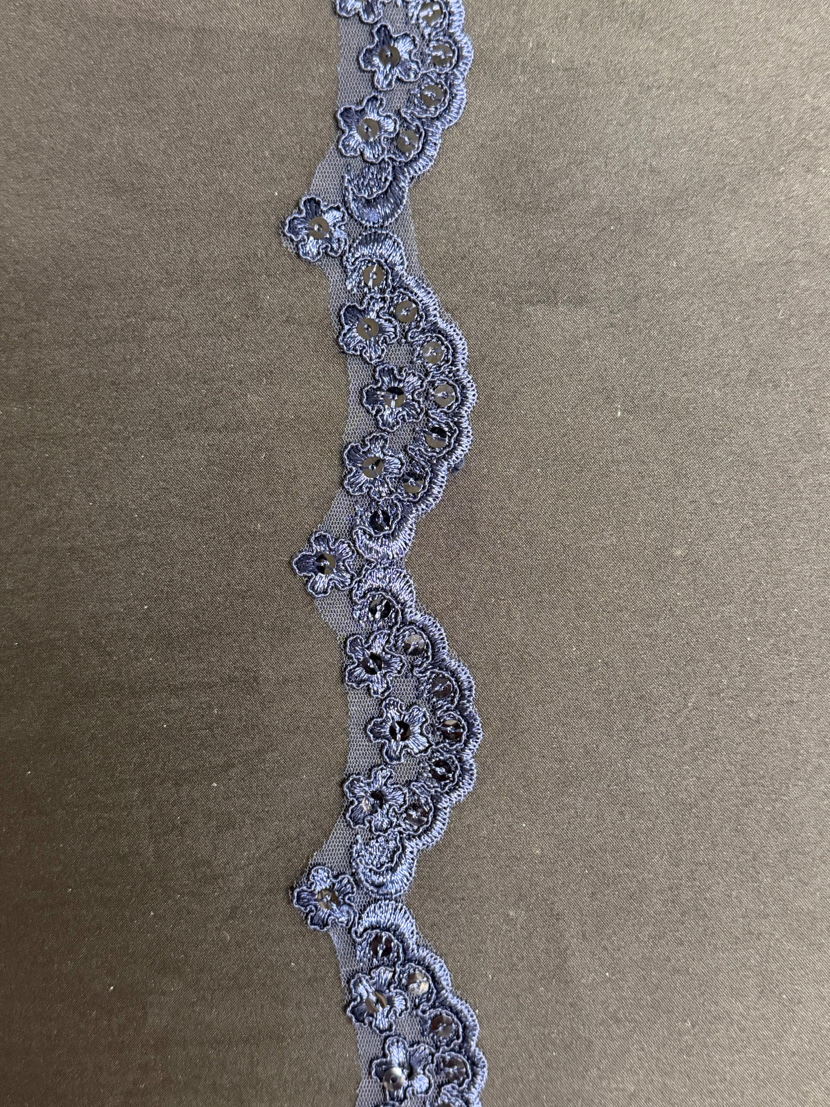 Navy Corded Sequin Edging - T713