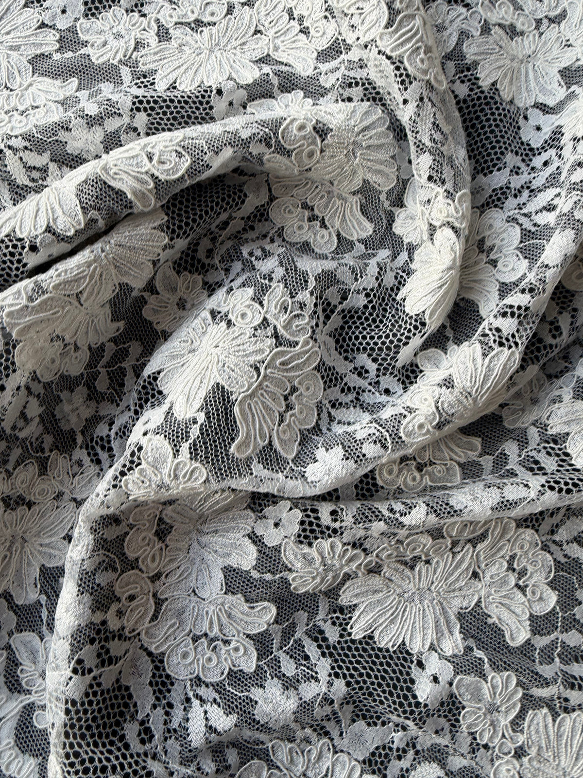 Pale Ivory Corded Wedding Lace - P379