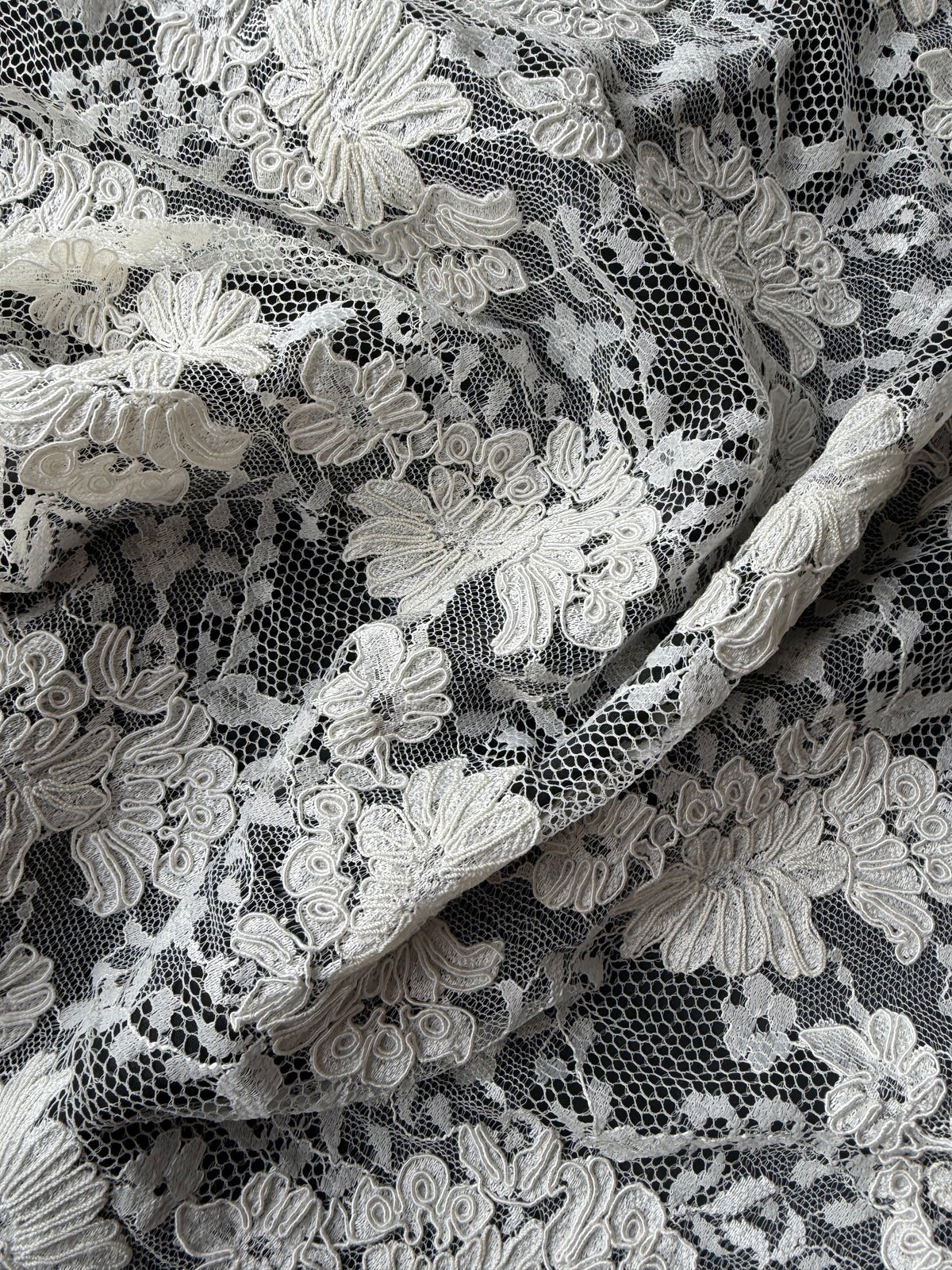 Dark Ivory Corded Wedding Lace - P379