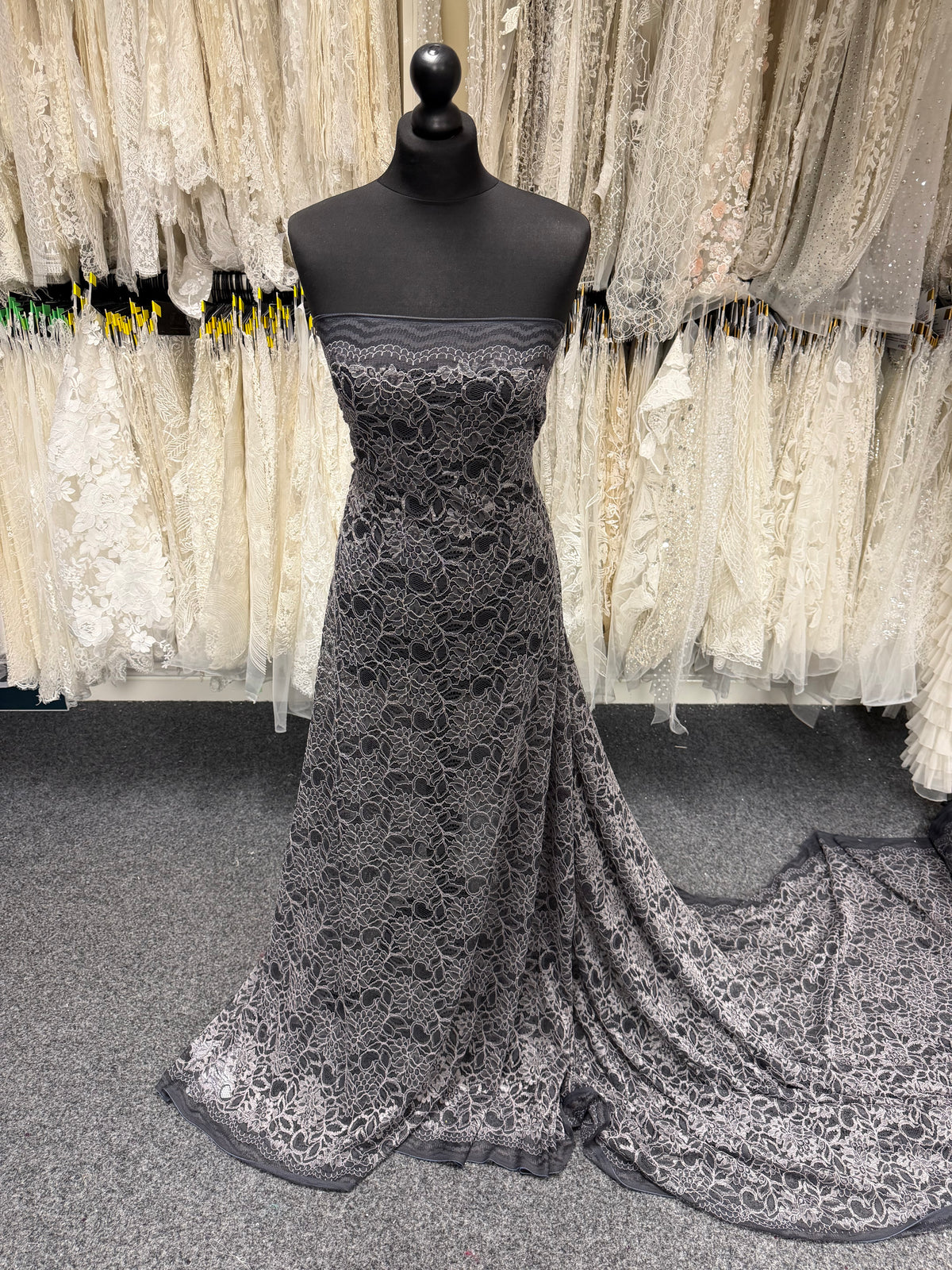 Slate Grey Corded Lace - Tocca