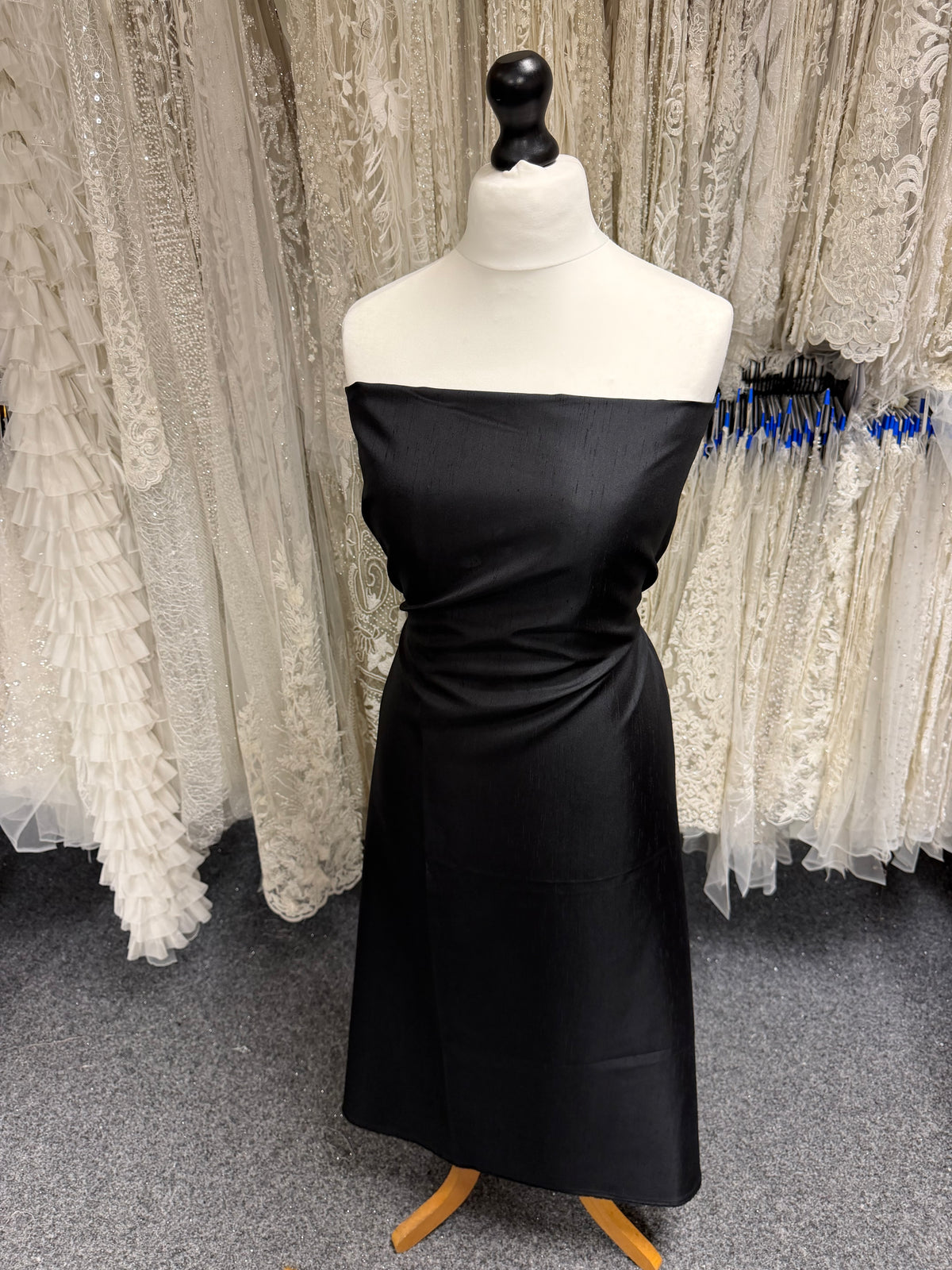 Black Polyester Satin Backed Dupion - Clarity (P967)