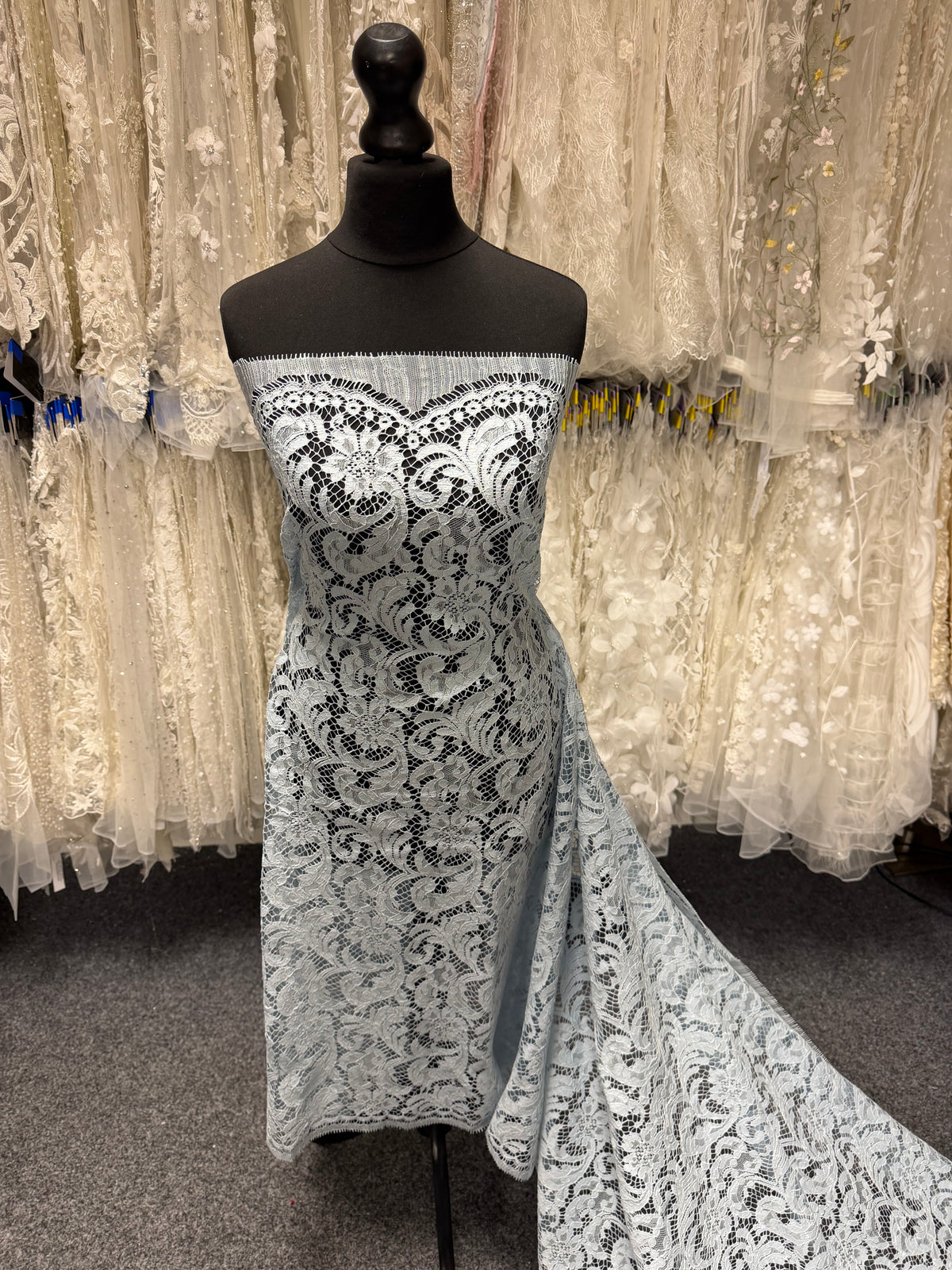 Powder Blue Eco French Corded Lace - LA4007