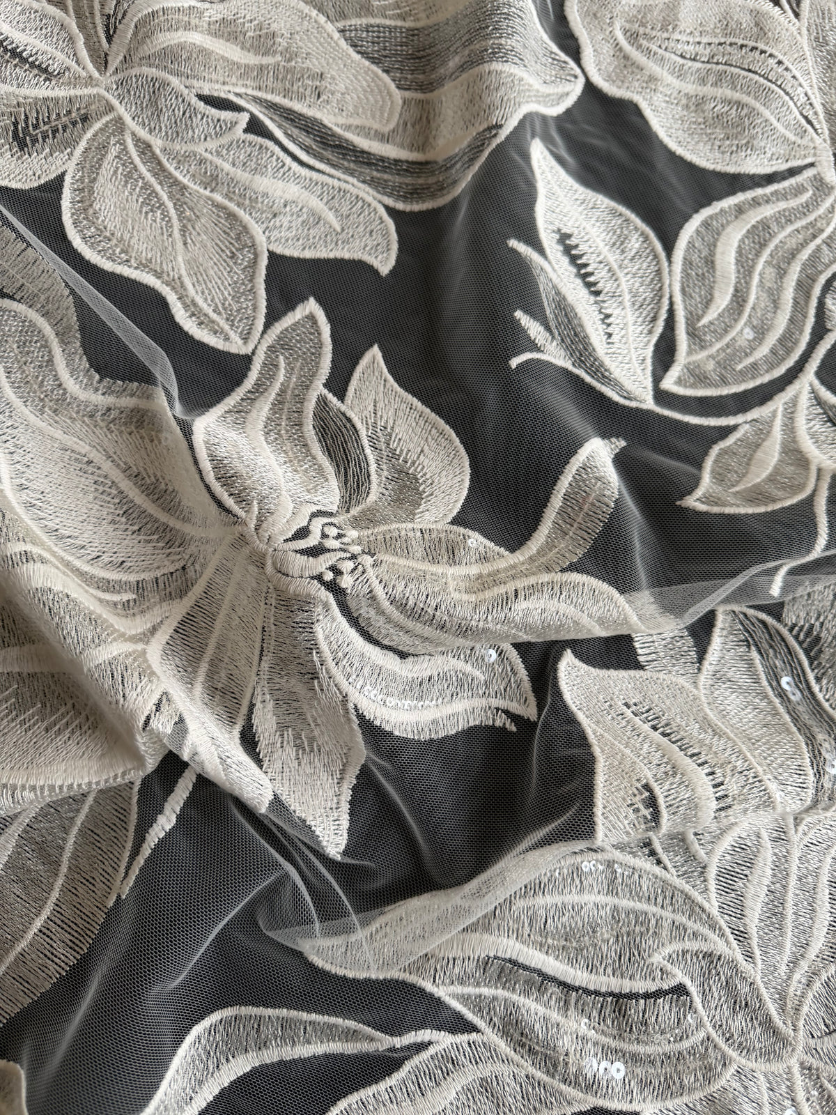 Ivory Sequin Embroidery Lace - EB3058