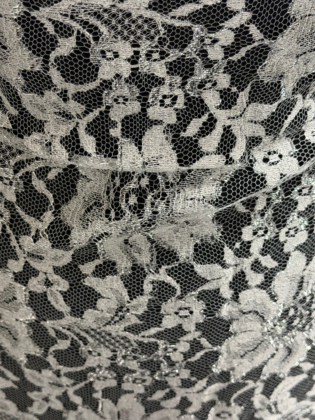 Silver Metallic Chantilly Lace - P184