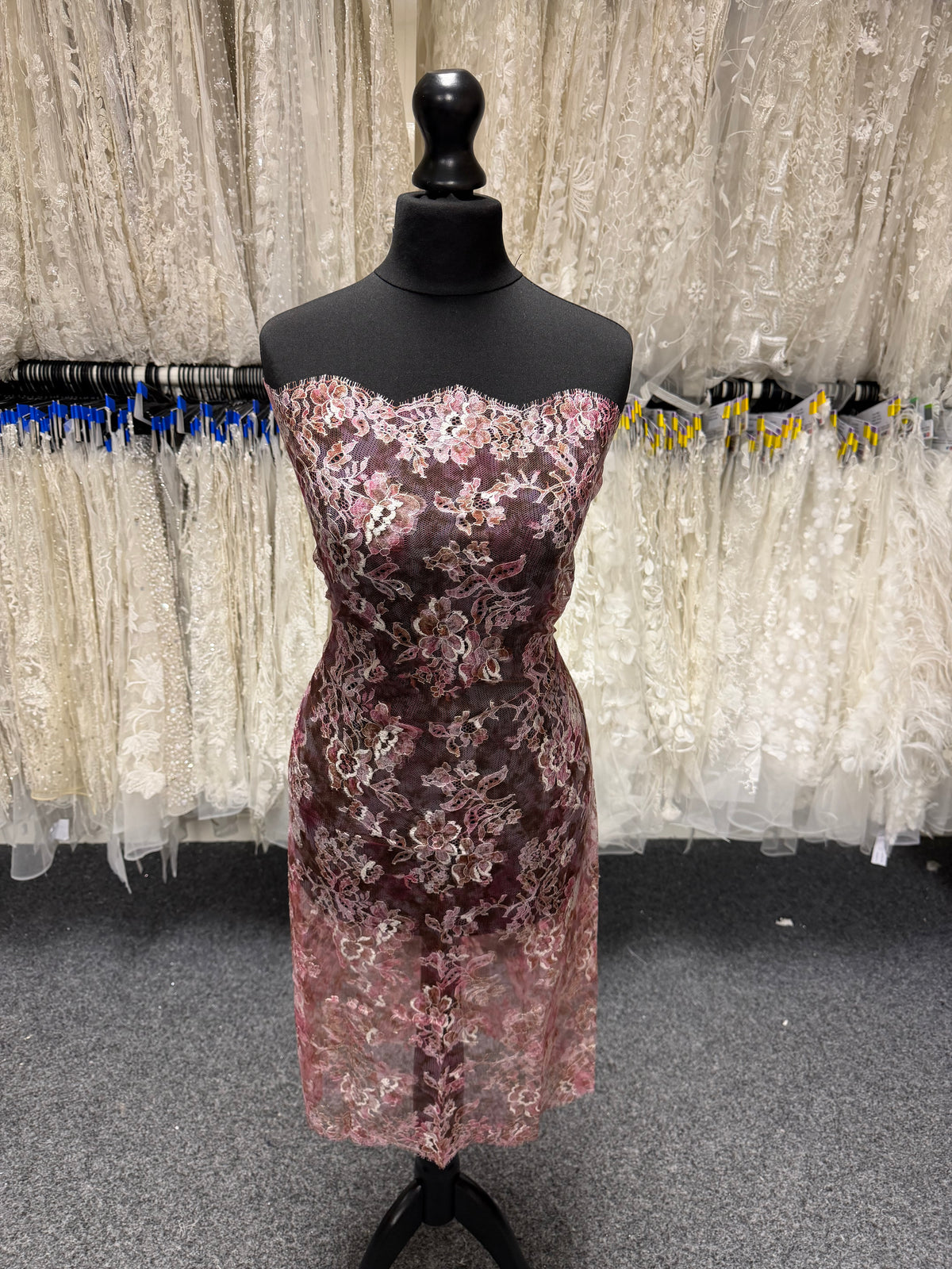 Pink Printed Chantilly Lace - P190