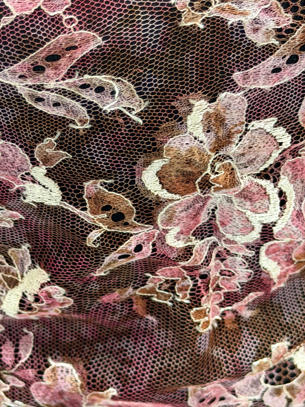 Pink Printed Chantilly Lace - P190