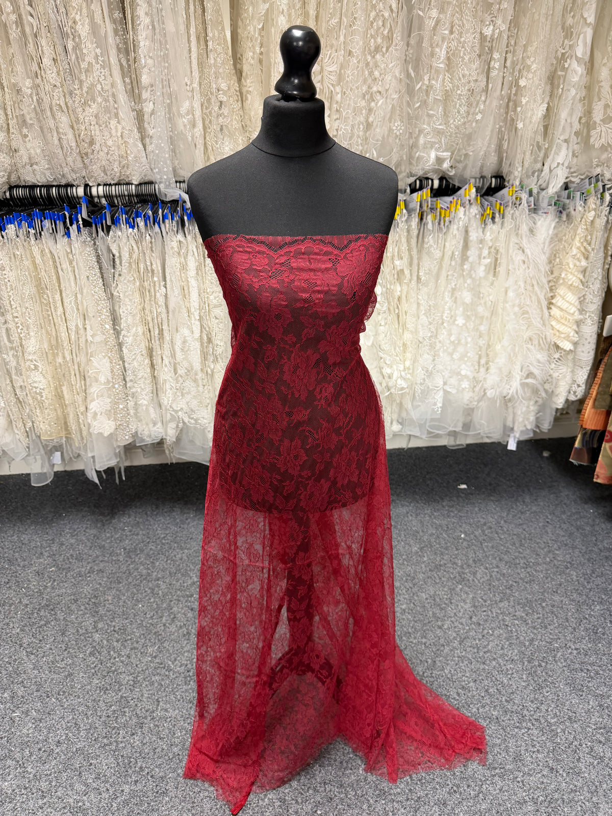 Bordeaux Red Chantilly Lace - P177