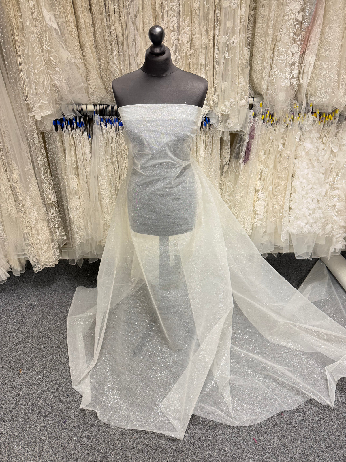 Ivory with Silver Glitter Tulle - P15