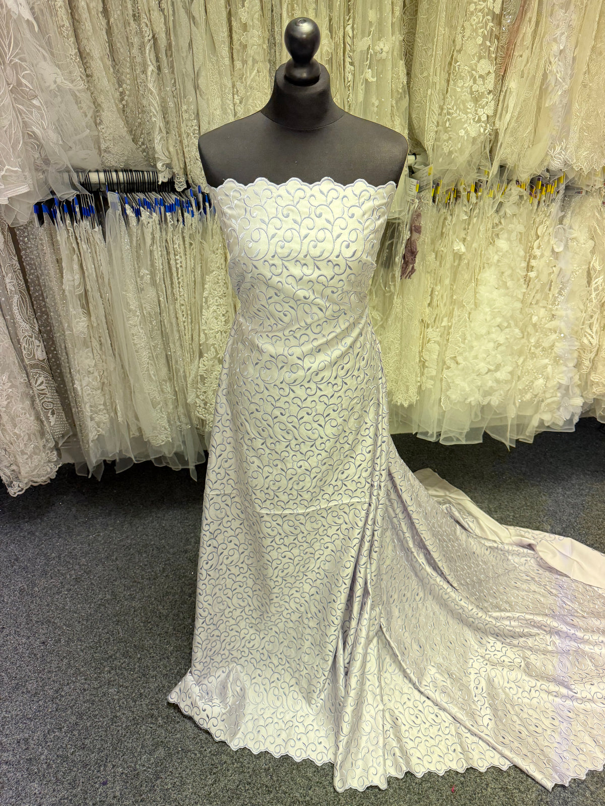 Pale Lilac/Lilac Embroidered Duchess Satin - P476
