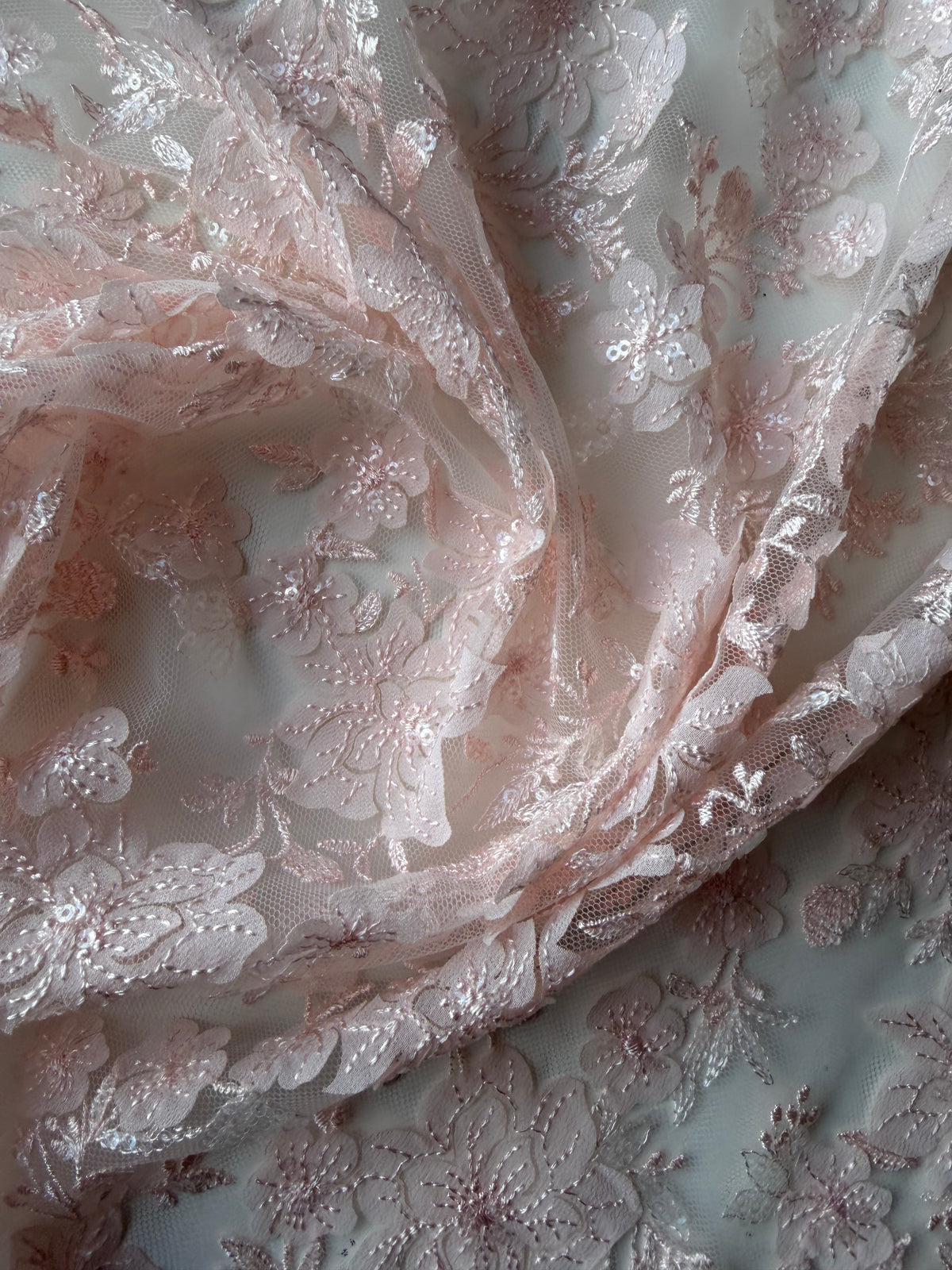 Shell Pink Embroidered Lace - EB3053