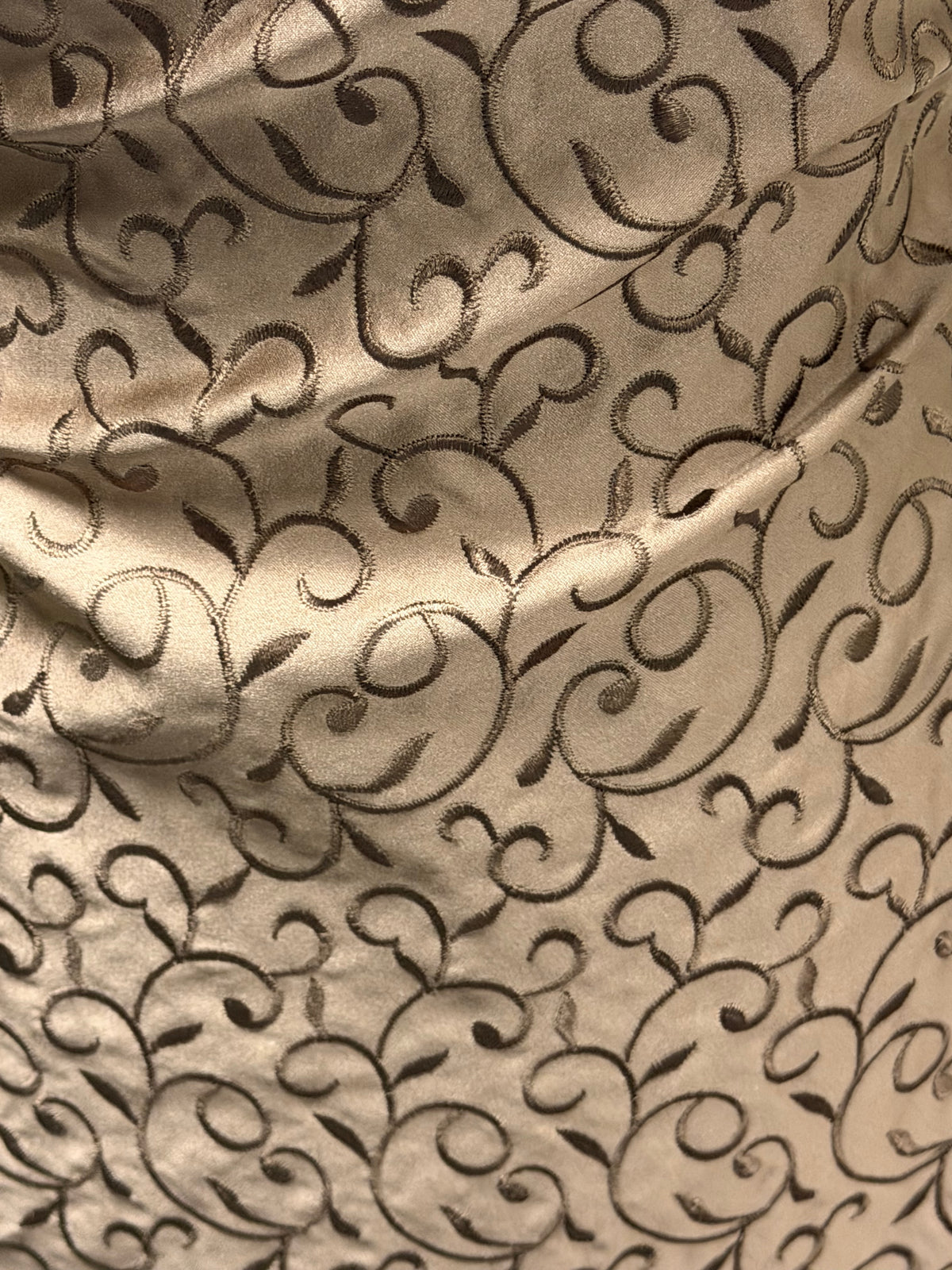 Mid Cocoa Embroidered Duchess Satin - P476
