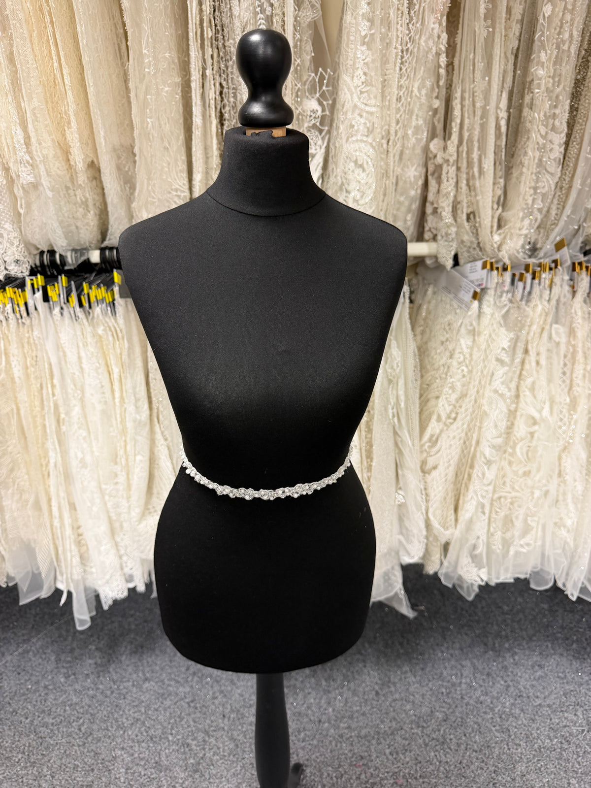 White Beaded Lace Trim - Sage (T834)