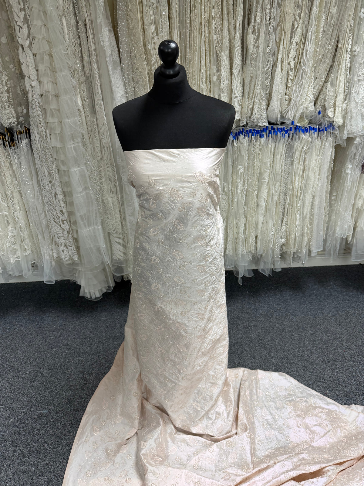 Blush Embroidered Dupion – Delyth