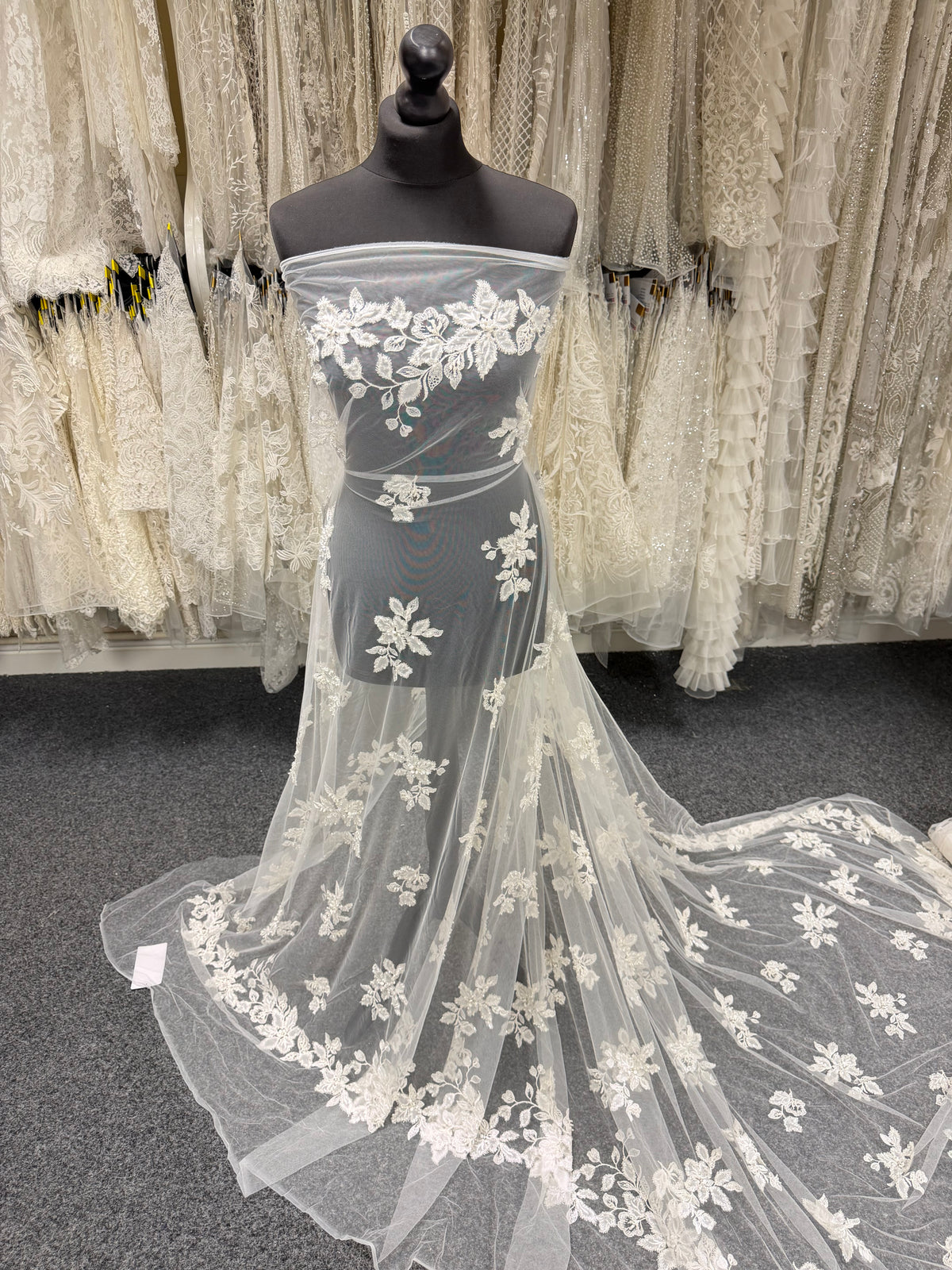 Ivory Embroidered Beaded Tulle - EB1072