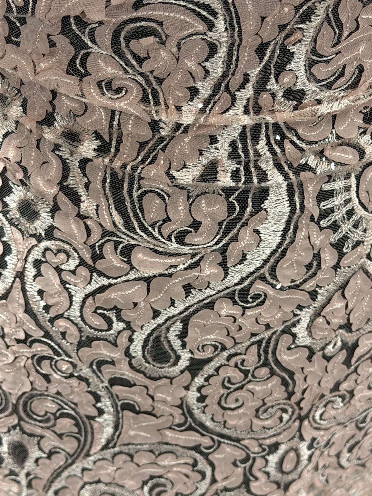 Dusky Pink Embroidered Sequin Tulle – EB3008