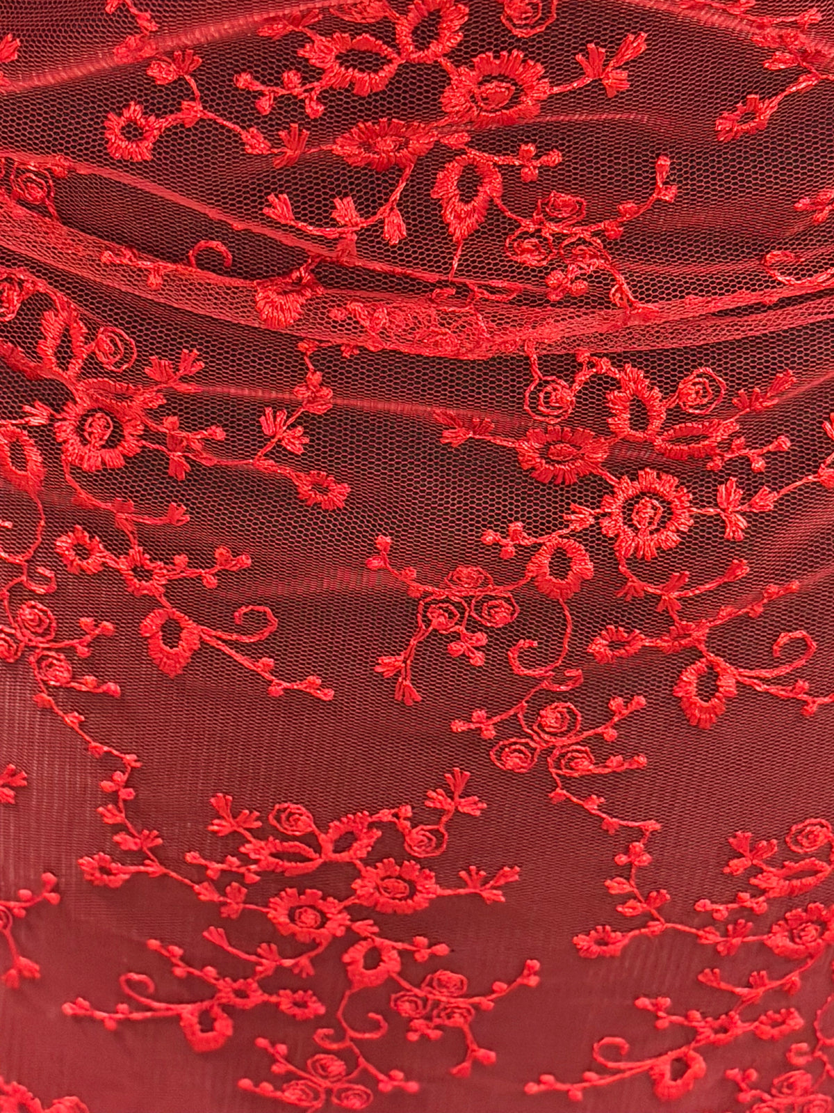 Red Embroidered Lace - P615