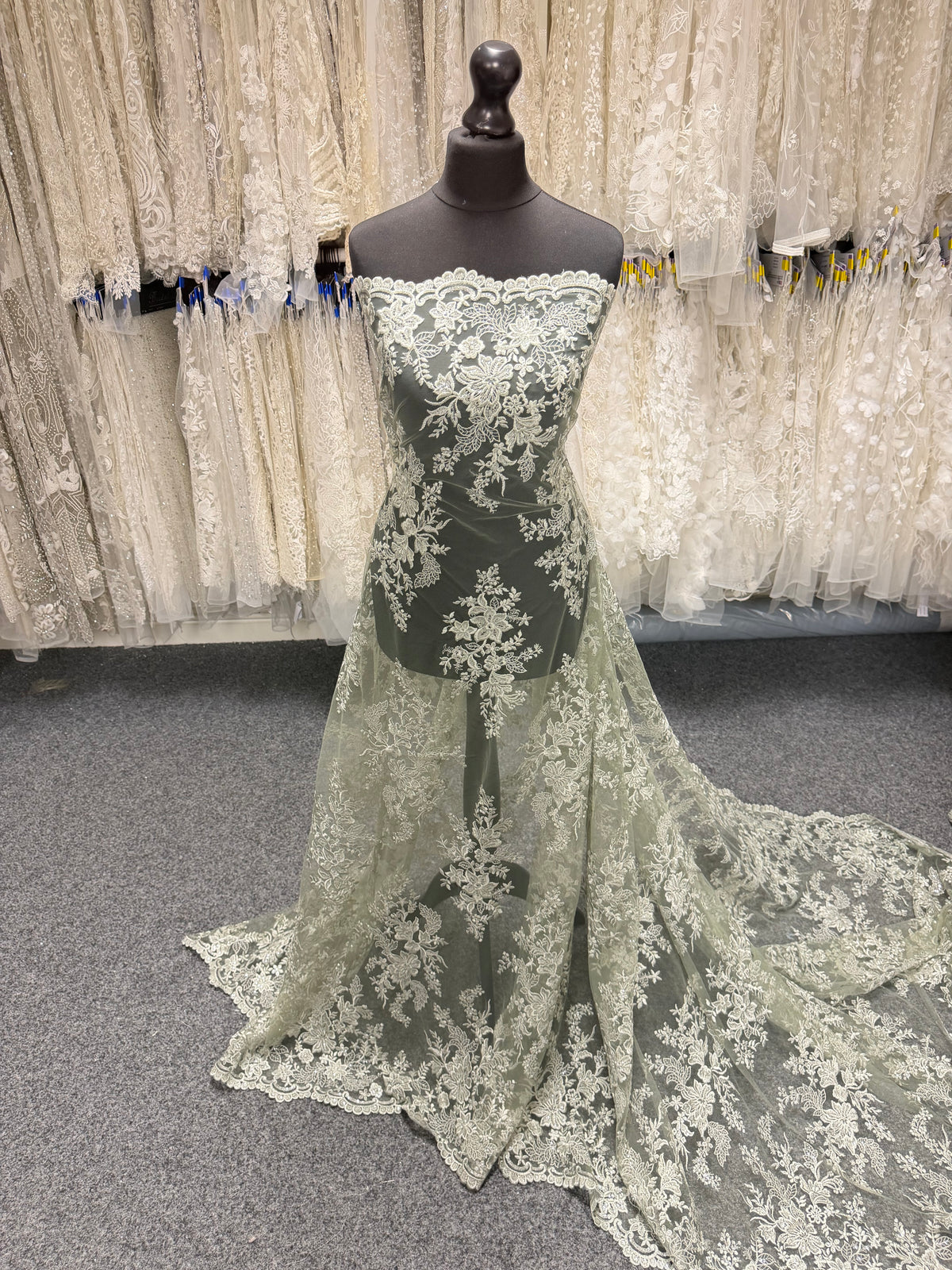 Willow Green Sequin Lace - EB3064