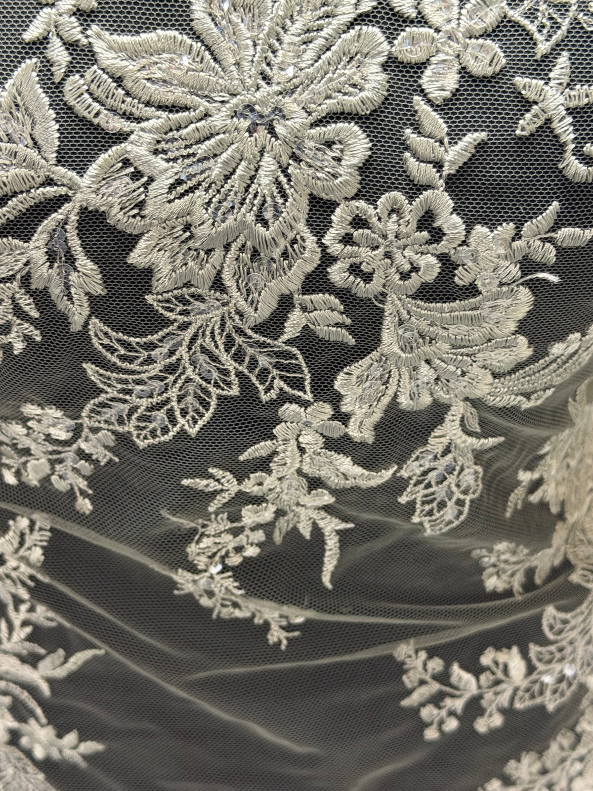 Willow Green Sequin Lace - EB3064